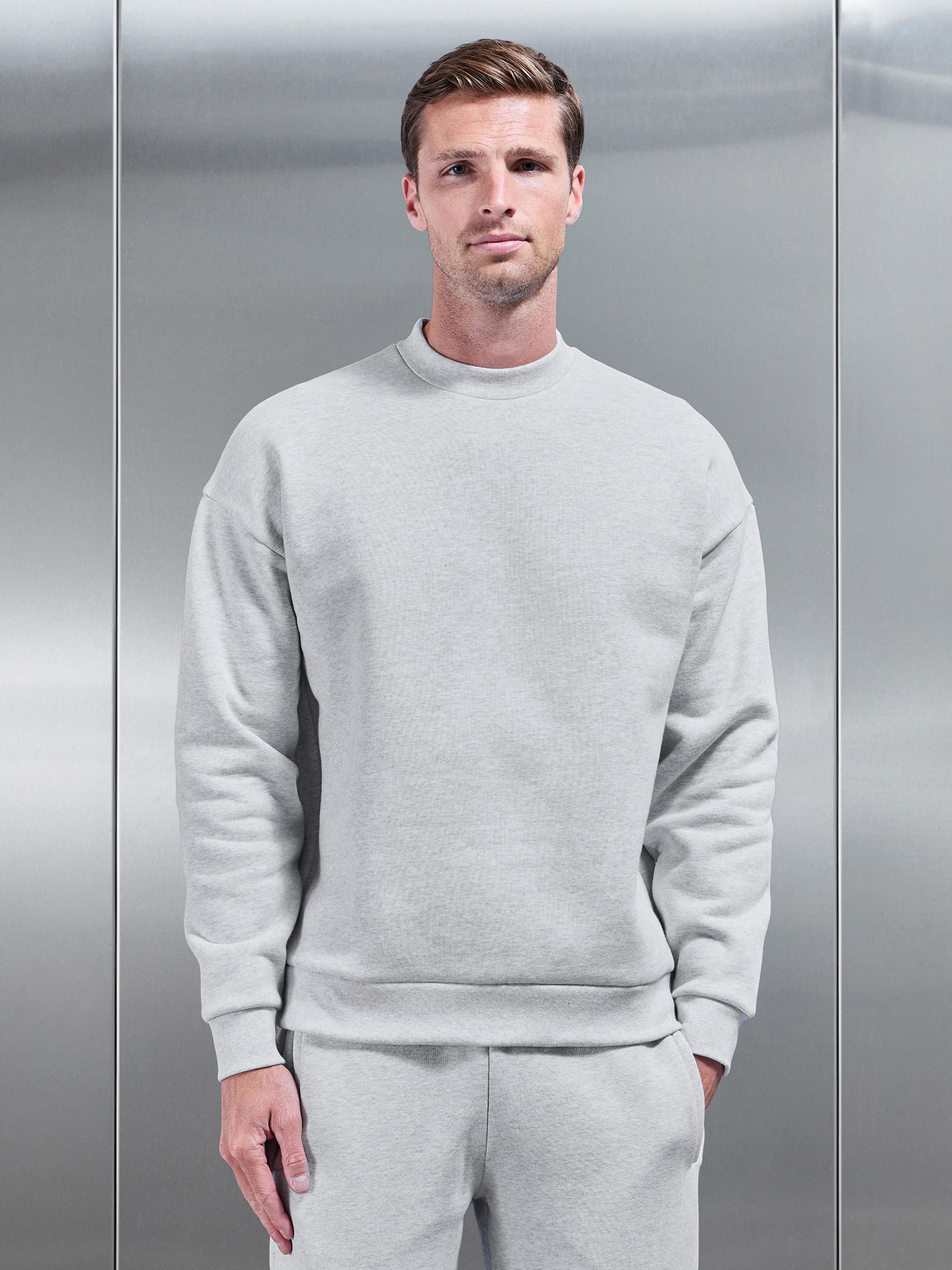 Mens Relaxed Fit Sweatshirt in Marl Grey