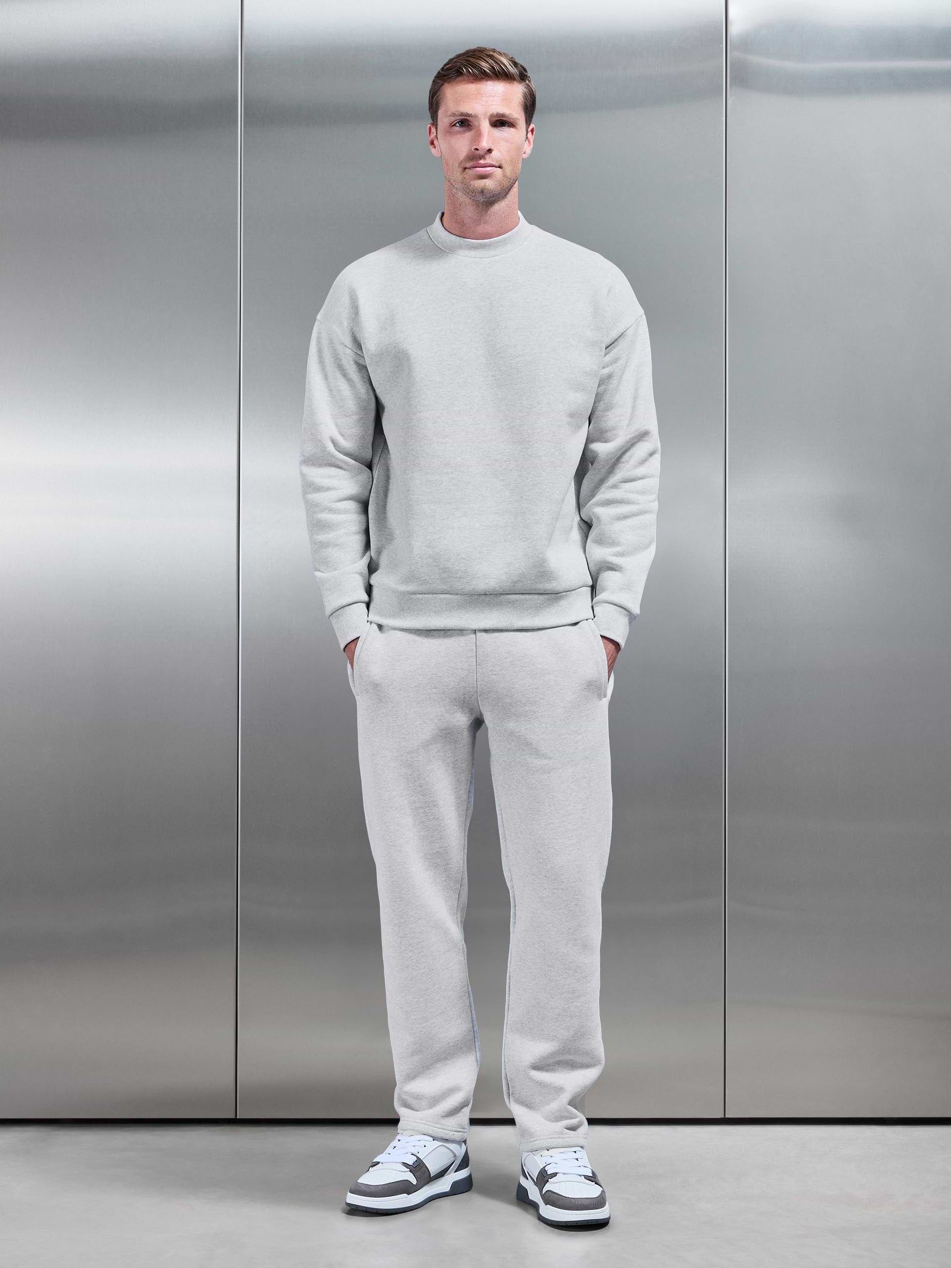 Mens Relaxed Fit Sweatshirt in Marl Grey