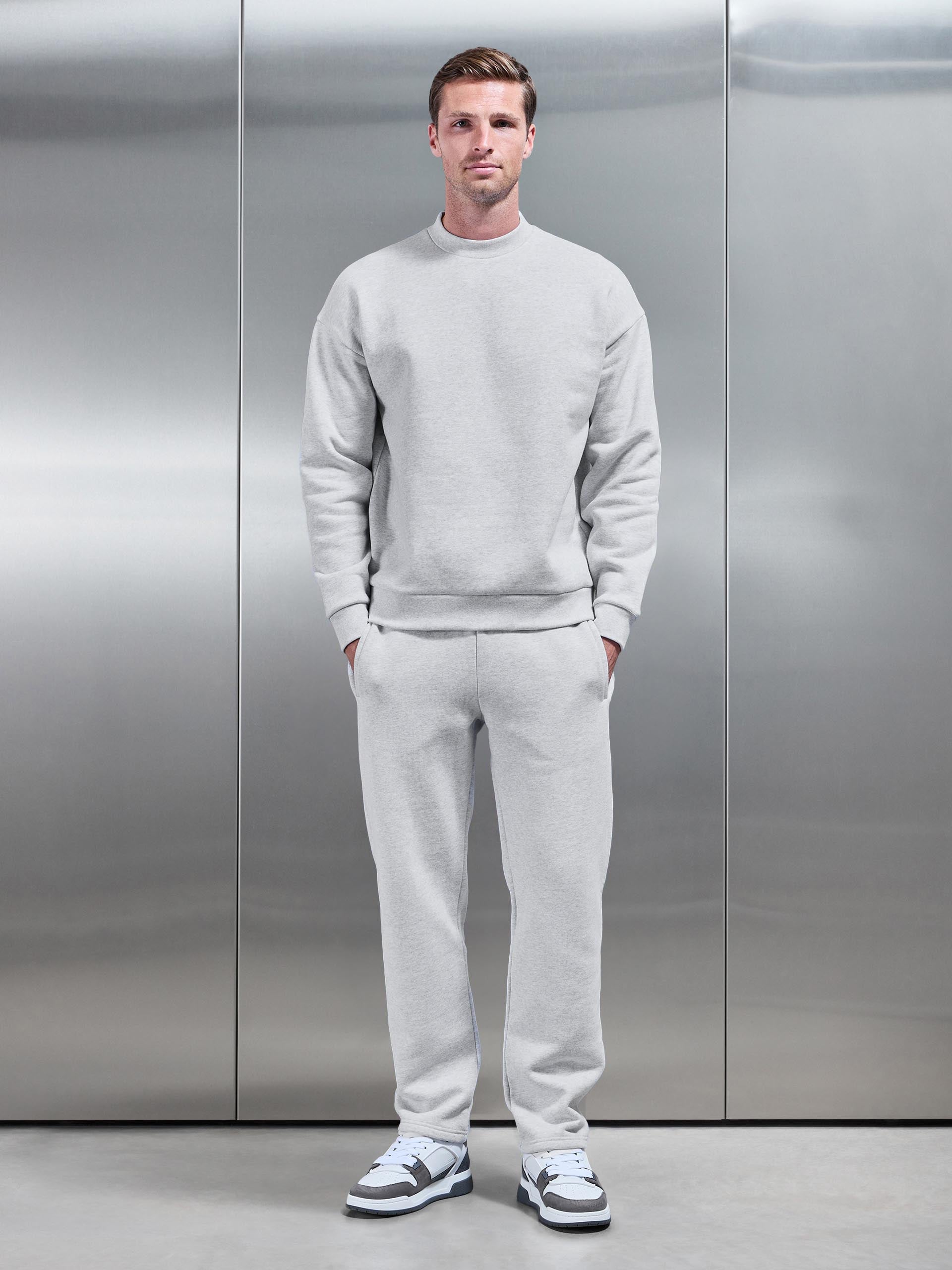Mens Relaxed Fit Sweatshirt in Marl Grey