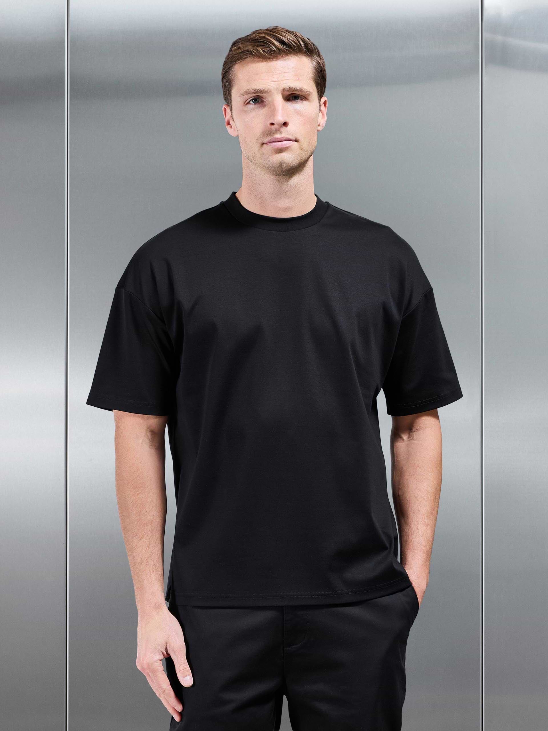 Relaxed Mercerised Interlock T-Shirt in Black