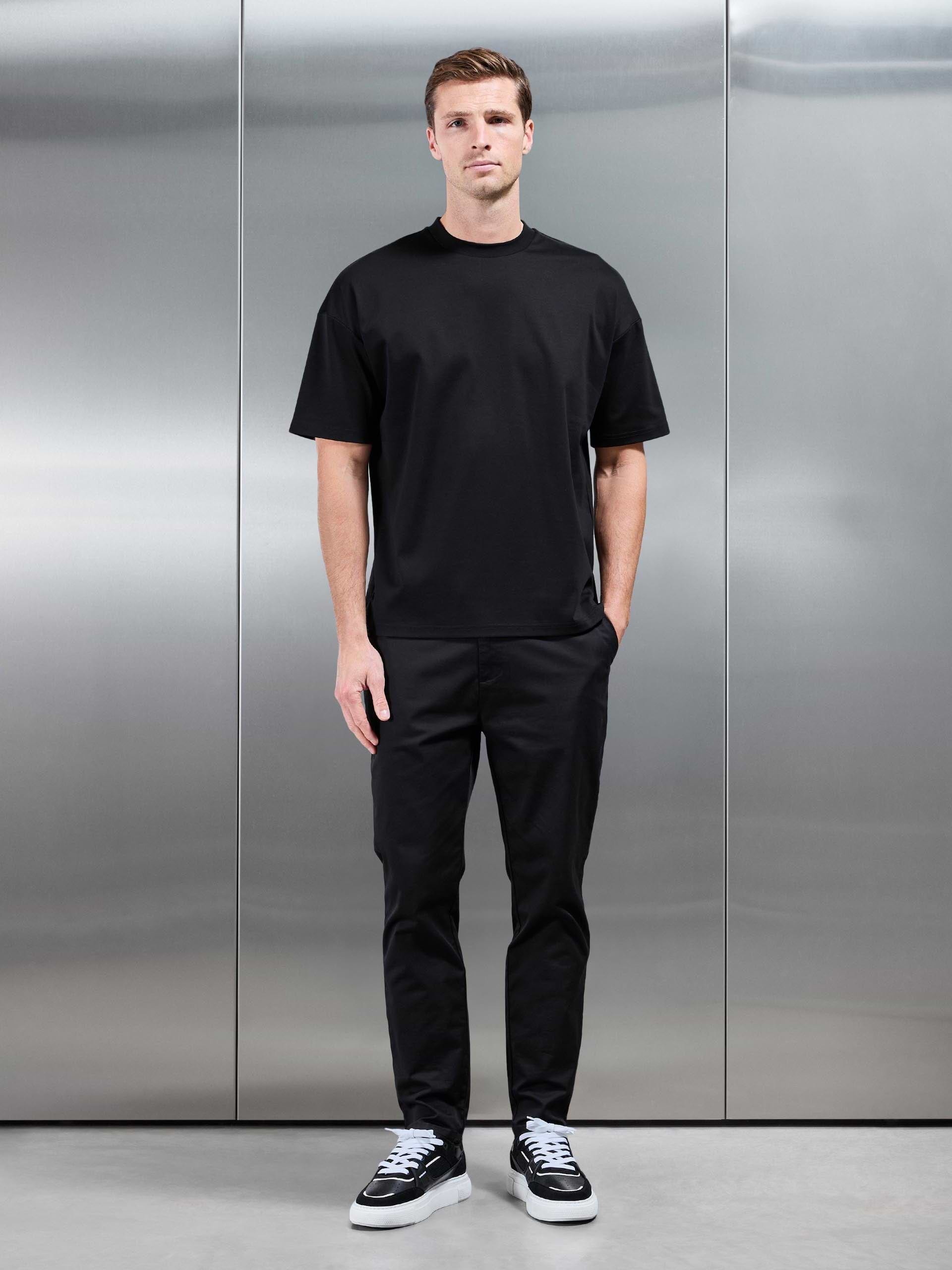 Relaxed Mercerised Interlock T-Shirt in Black