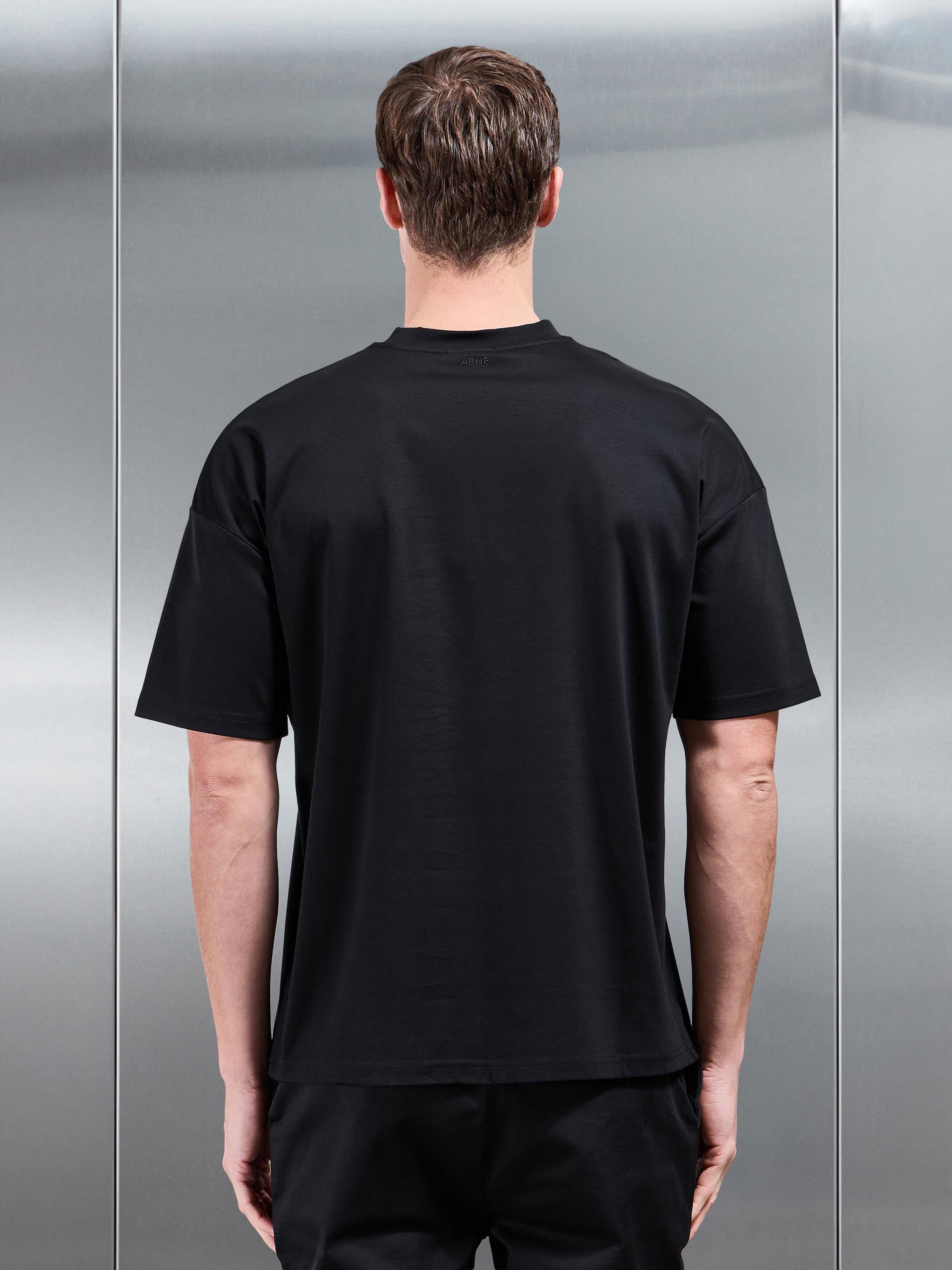 Mens Relaxed Mercerised Interlock T-Shirt in Black