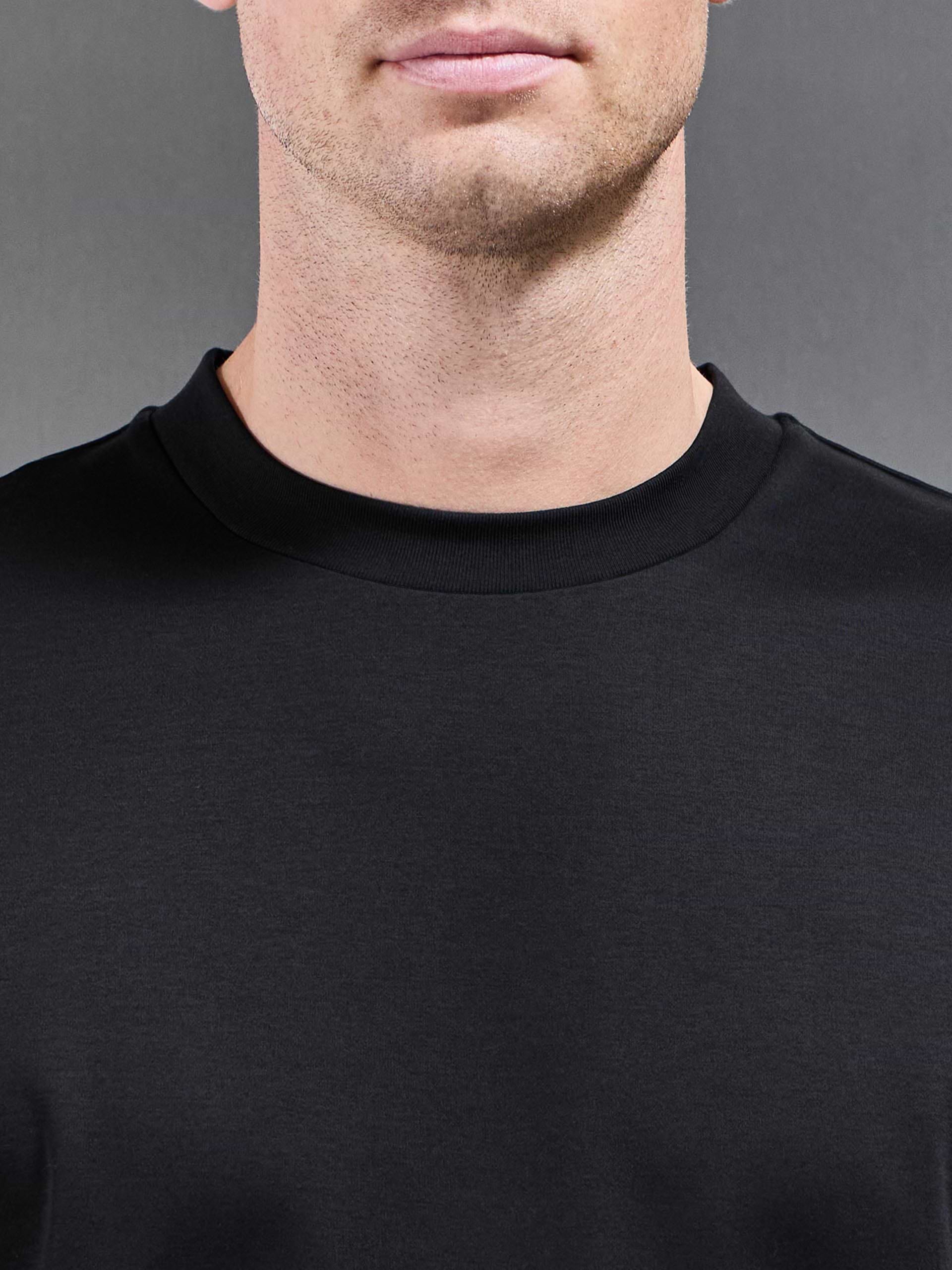 Relaxed Mercerised Interlock T-Shirt in Black
