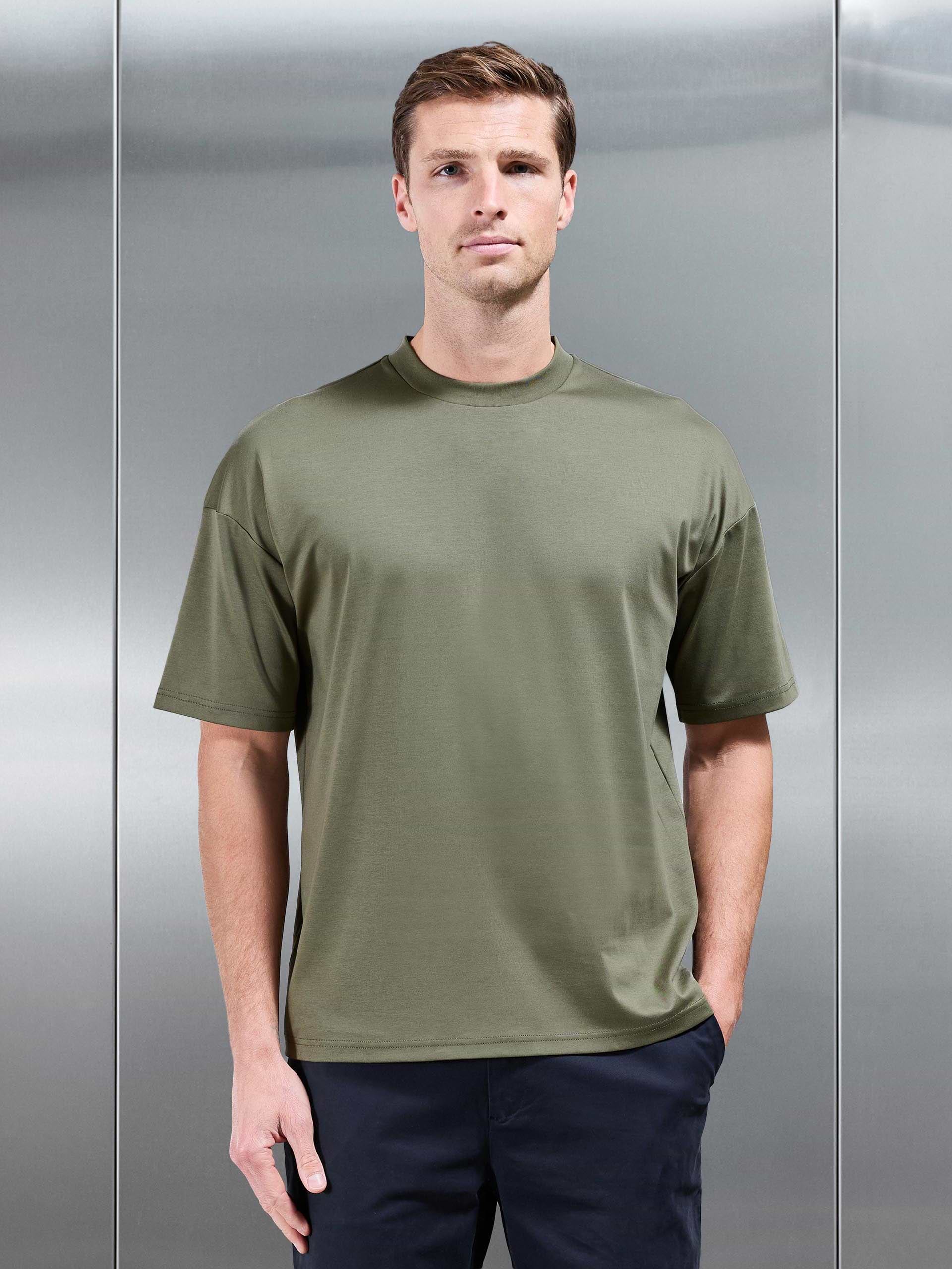 Relaxed Mercerised Interlock T-Shirt in Sage