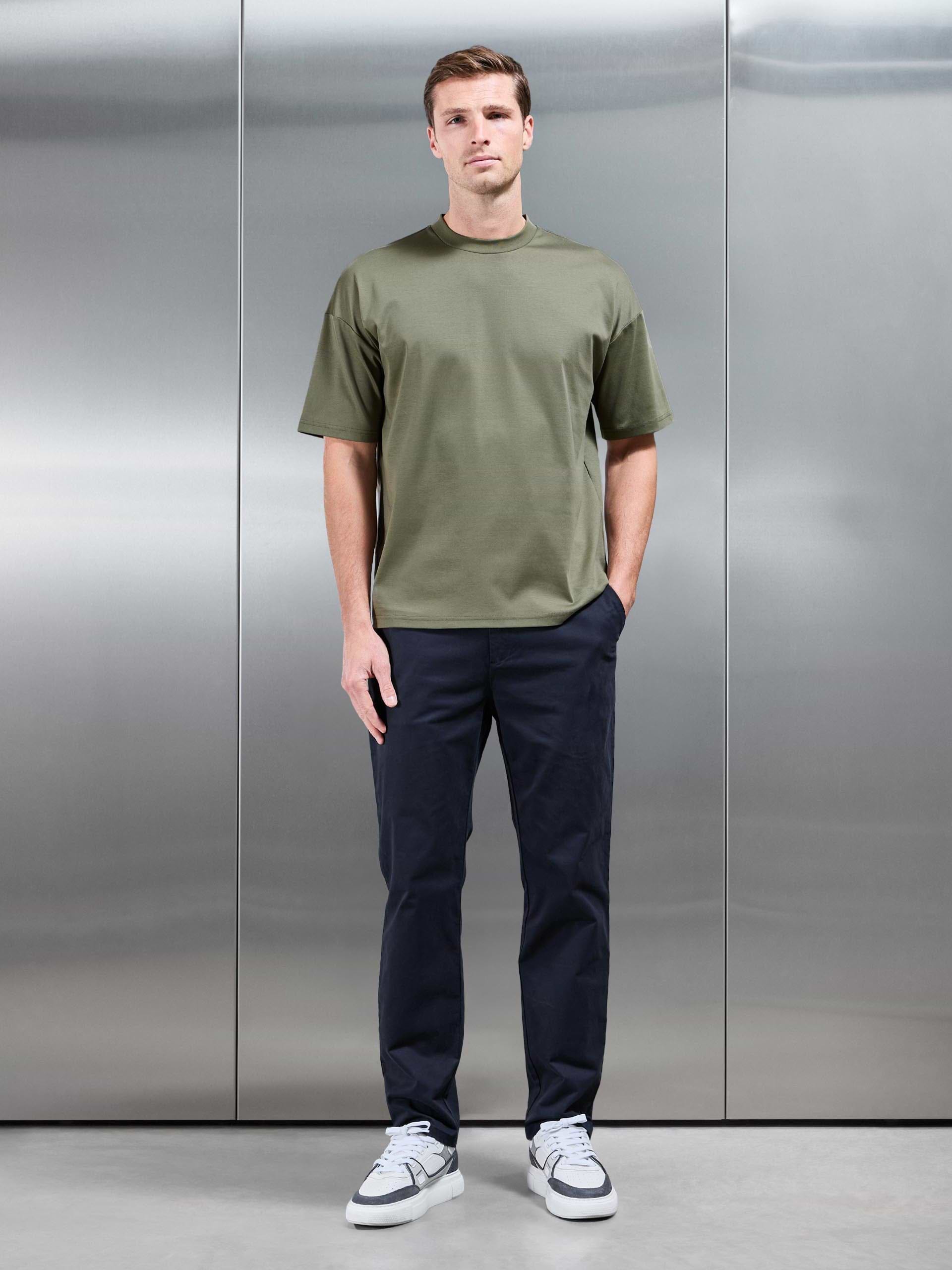 Relaxed Mercerised Interlock T-Shirt in Sage