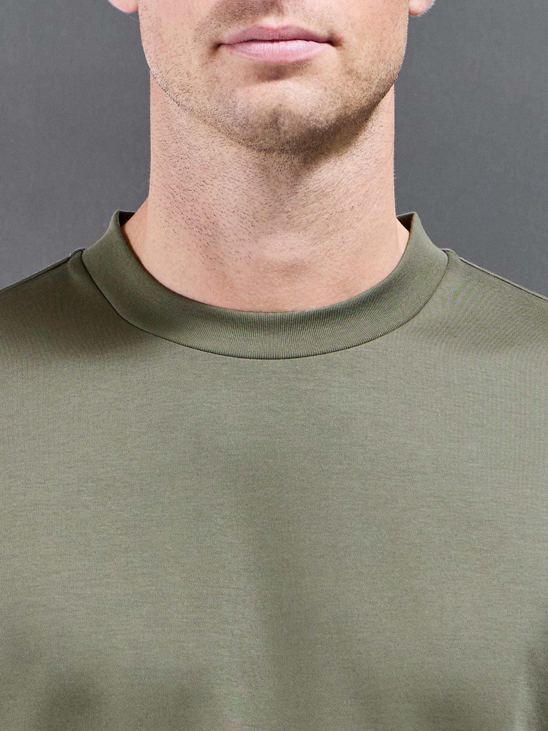 Mens Relaxed Mercerised Interlock T-Shirt in Sage