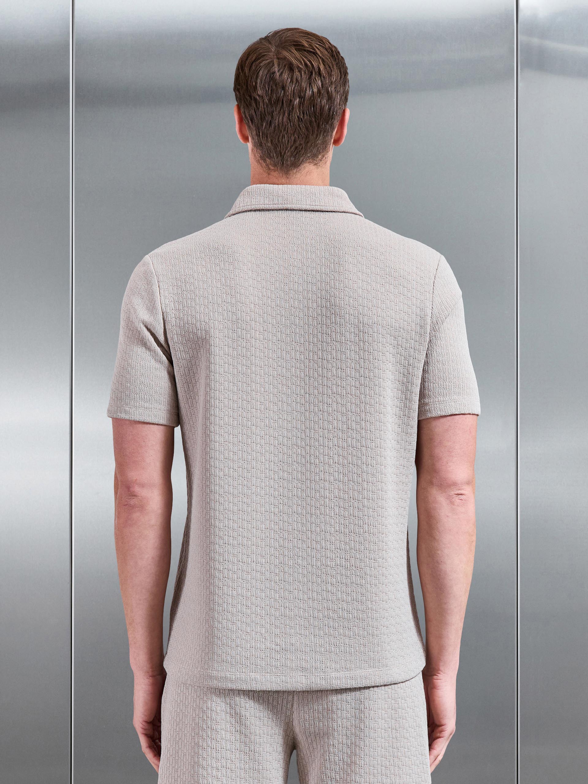 Mens Resort Revere Collar Shirt in Stone
