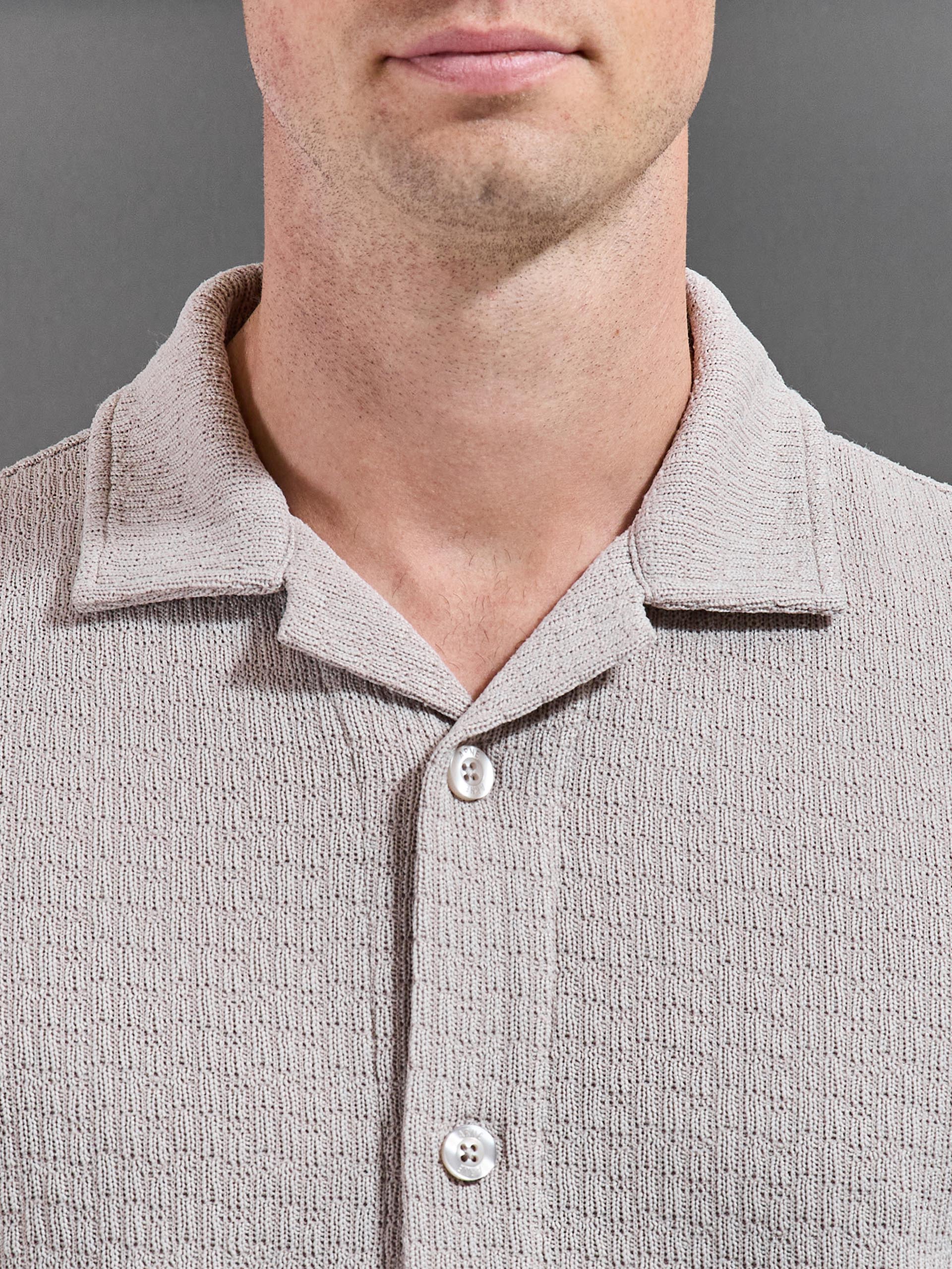 Mens Resort Revere Collar Shirt in Stone