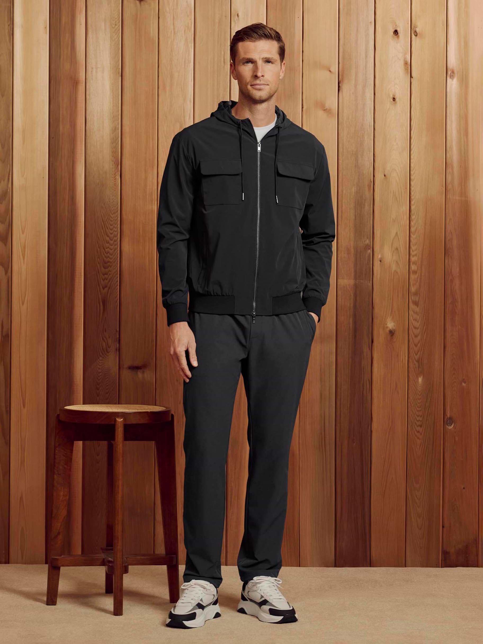 Mens Shell Cargo Windbreaker in Black