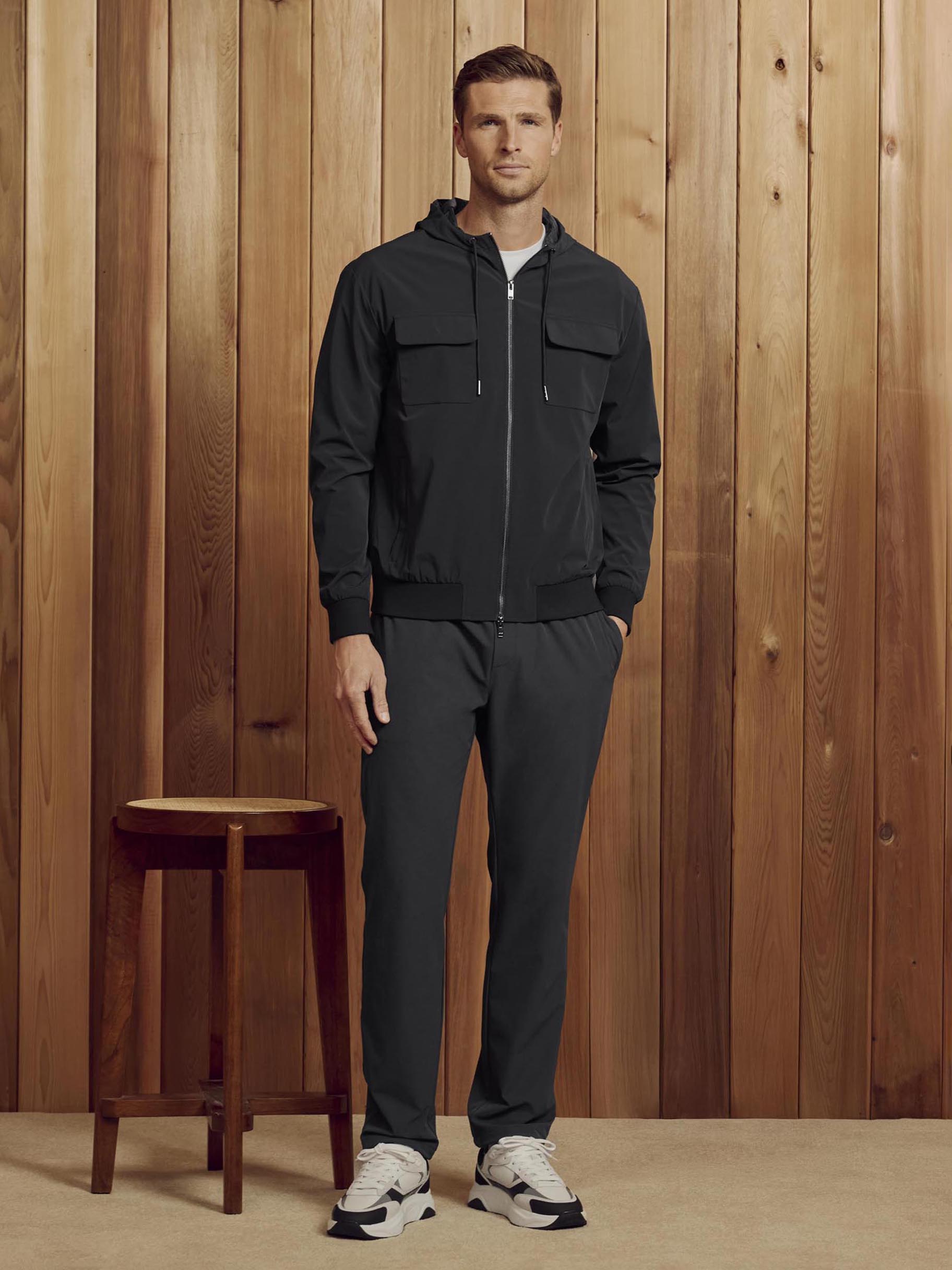 Mens Shell Cargo Windbreaker in Black