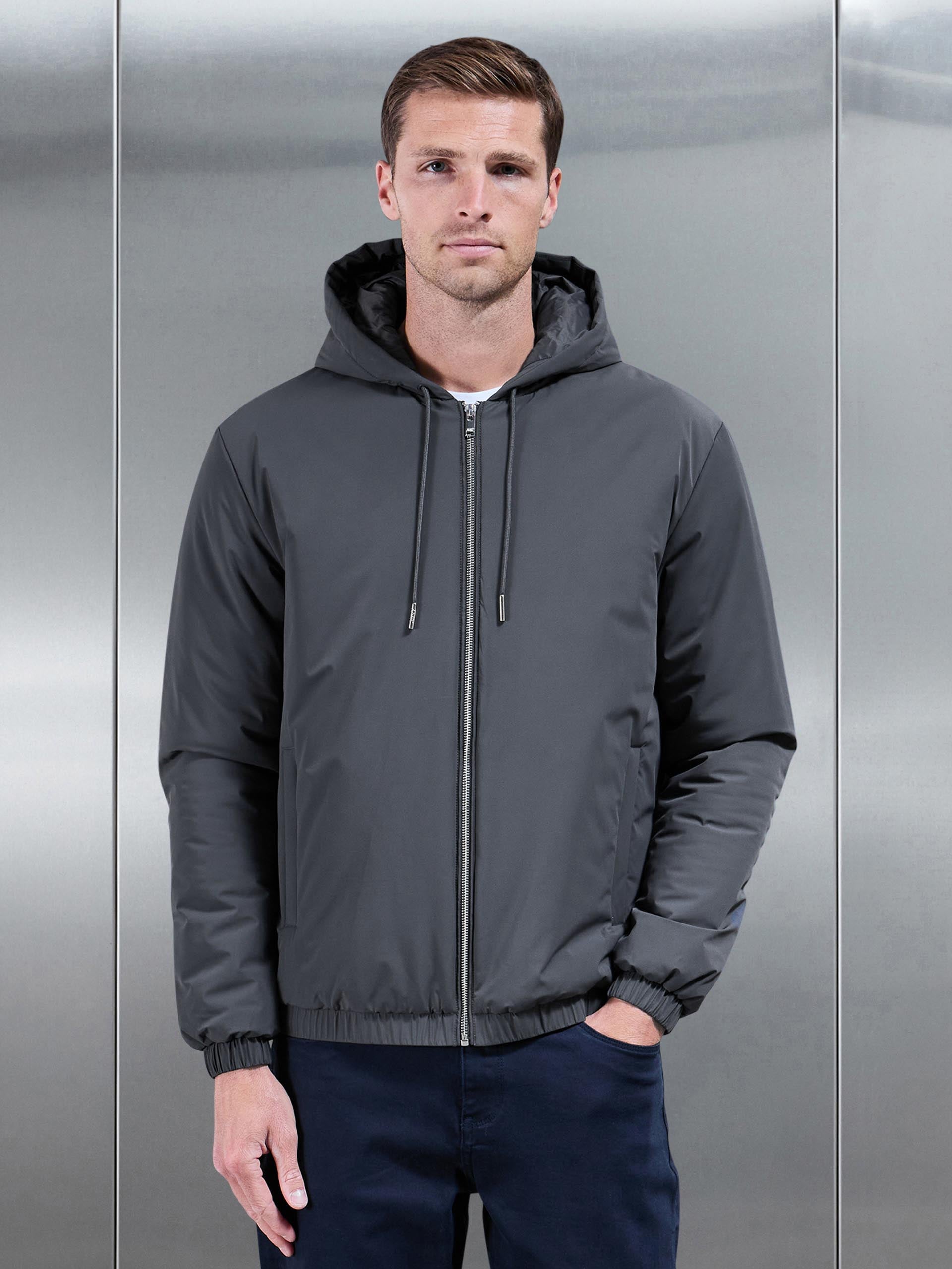 Mens Shell Padded Windbreaker in Grey