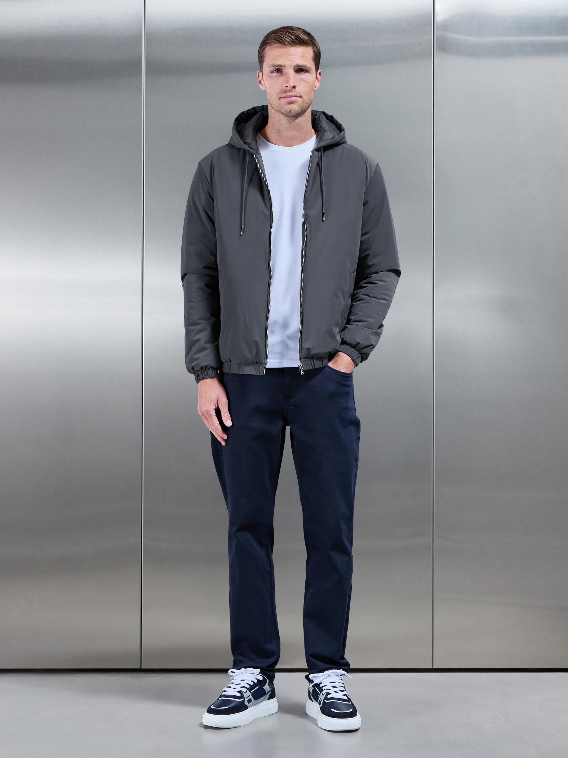 Mens Shell Padded Windbreaker in Grey
