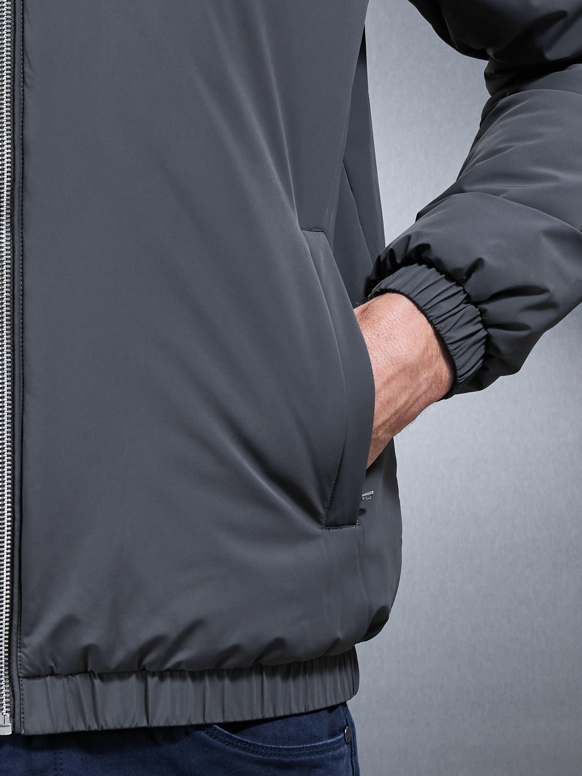 Mens Shell Padded Windbreaker in Grey