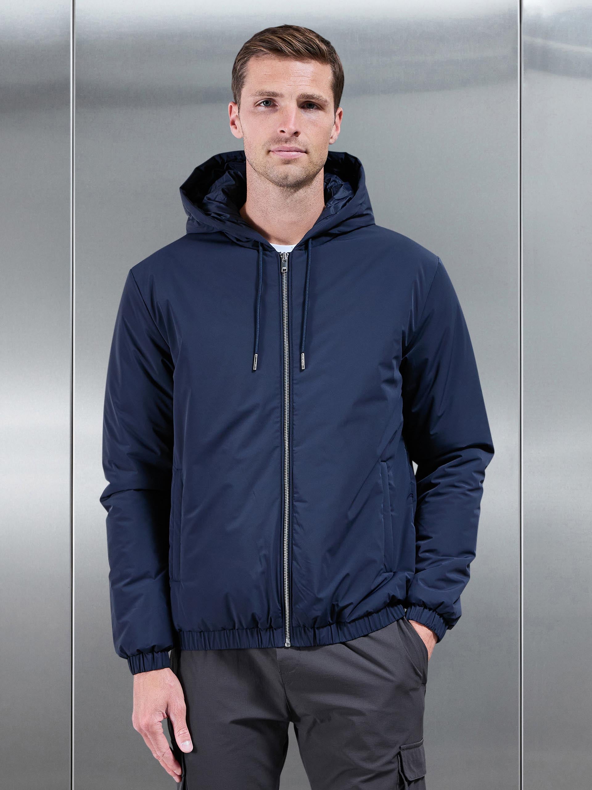 Mens Shell Padded Windbreaker in Navy