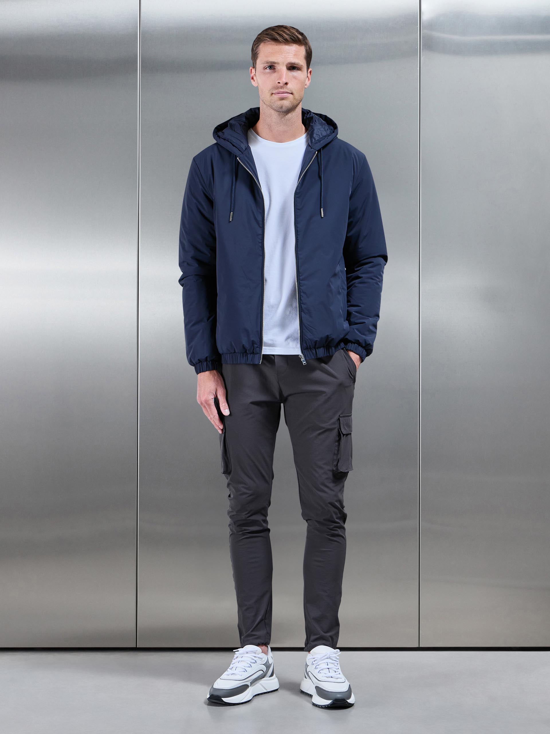 Mens Shell Padded Windbreaker in Navy