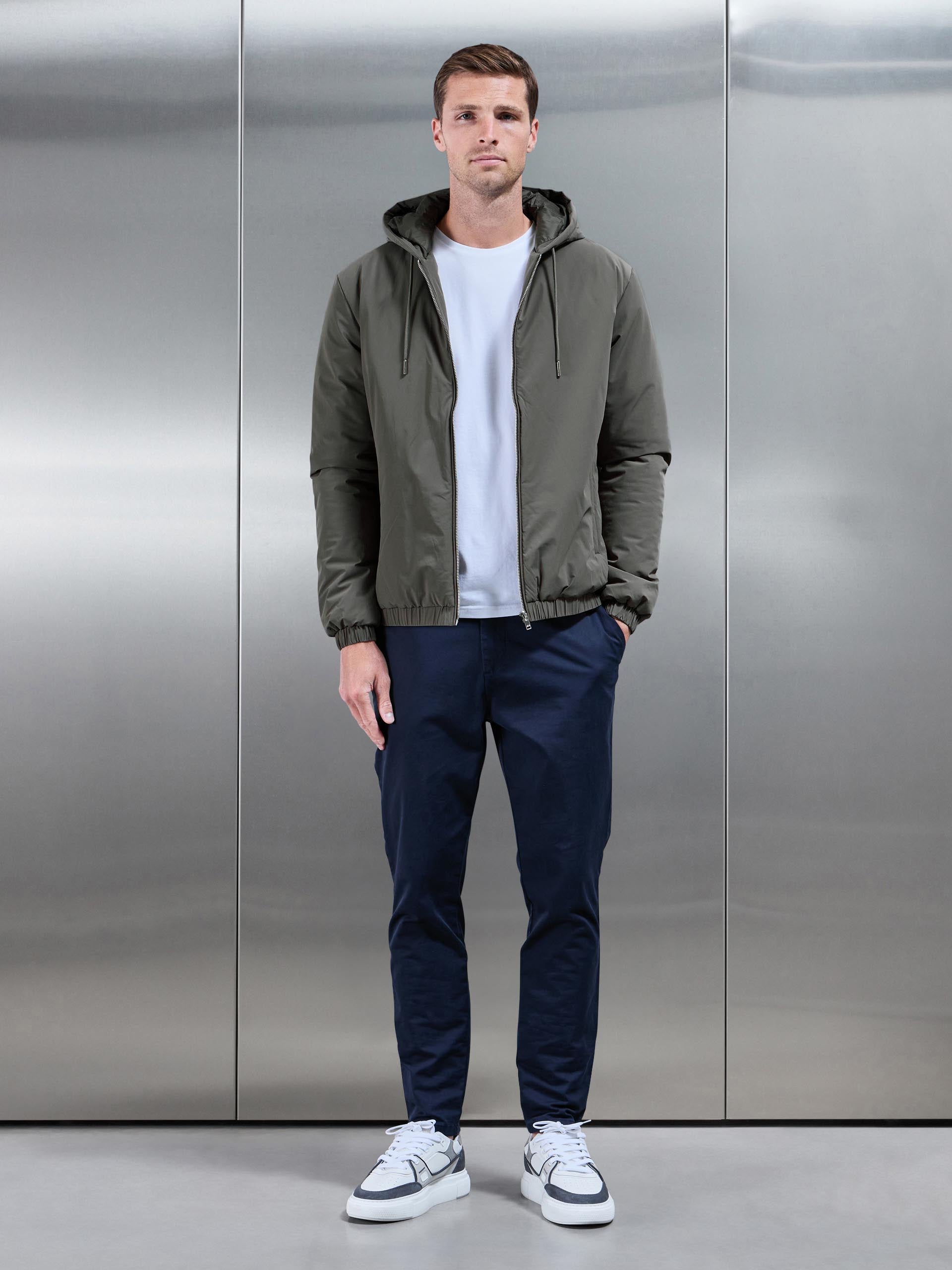 Mens Shell Padded Windbreaker in Olive
