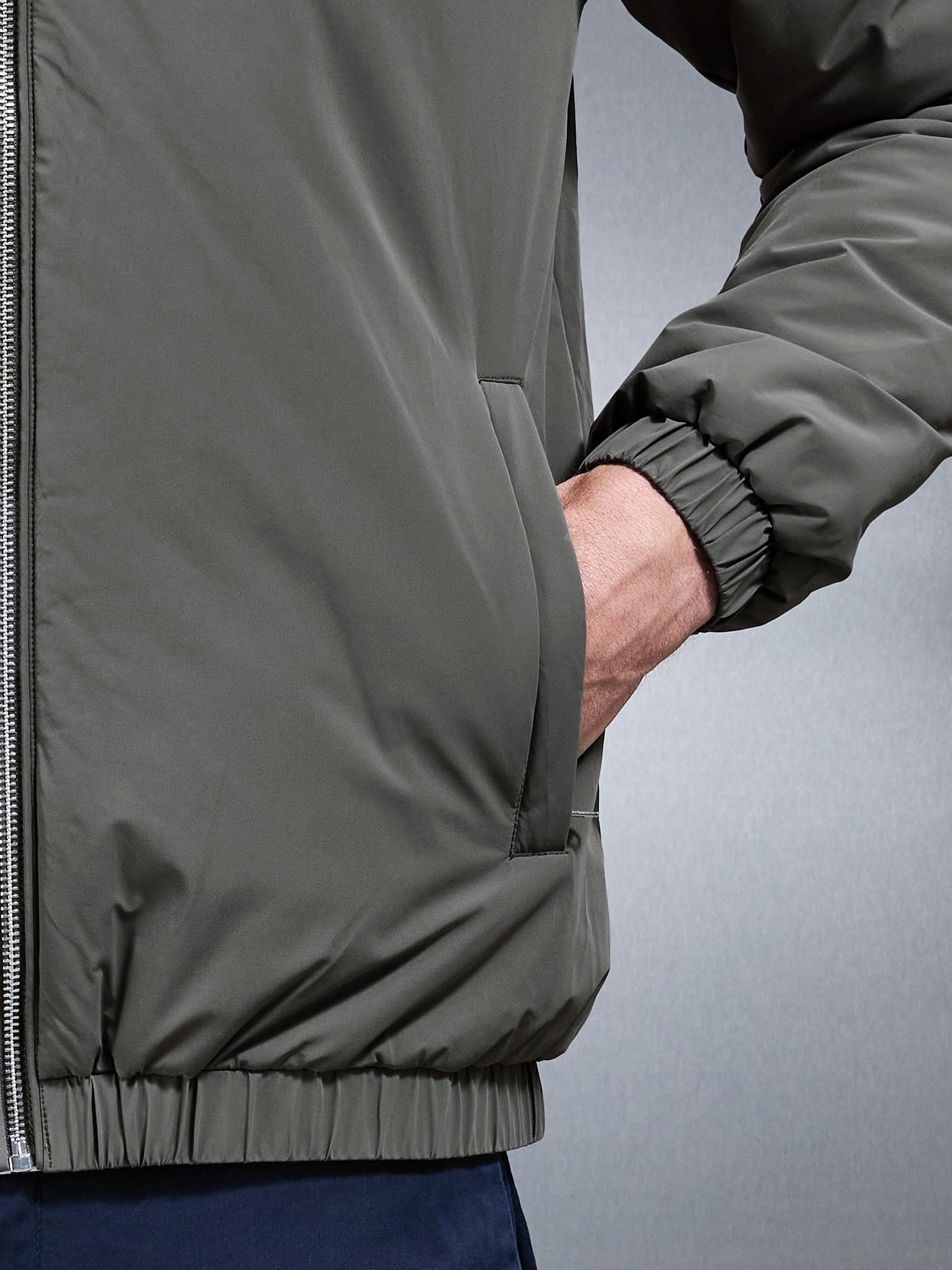 Mens Shell Padded Windbreaker in Olive