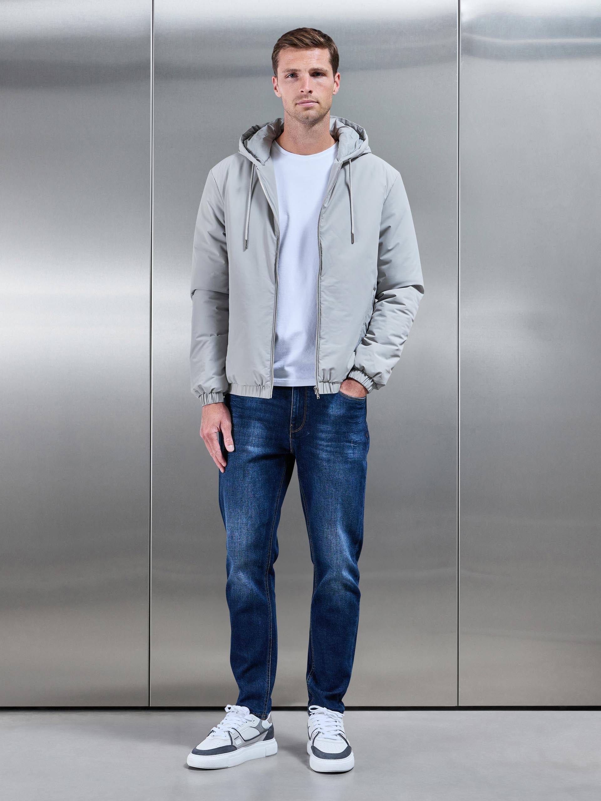 Mens Shell Padded Windbreaker in Stone