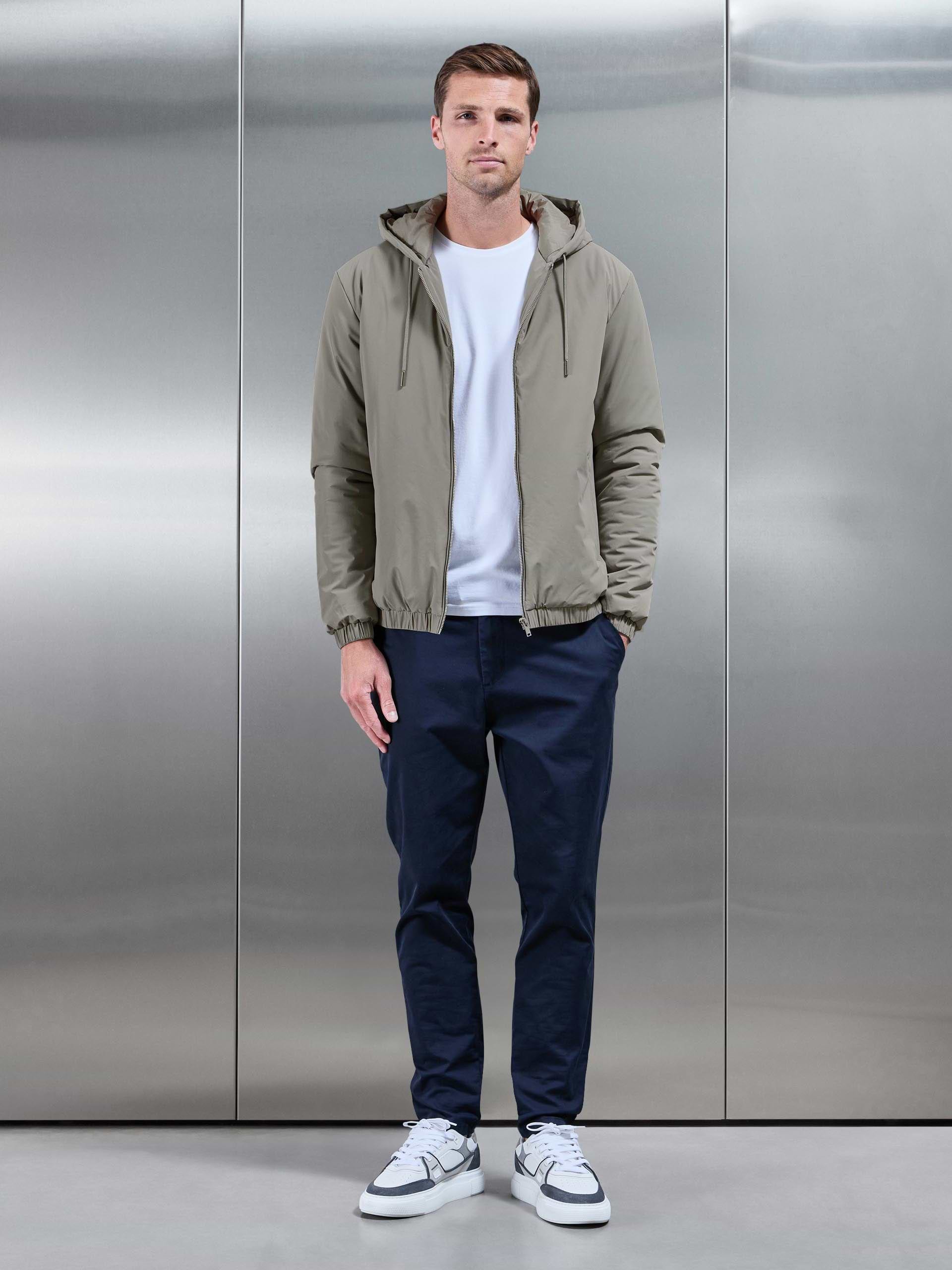Mens Shell Padded Windbreaker in Taupe