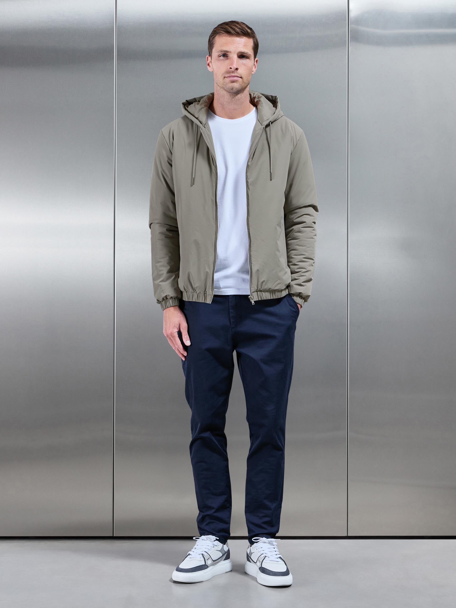 Mens Shell Padded Windbreaker in Taupe