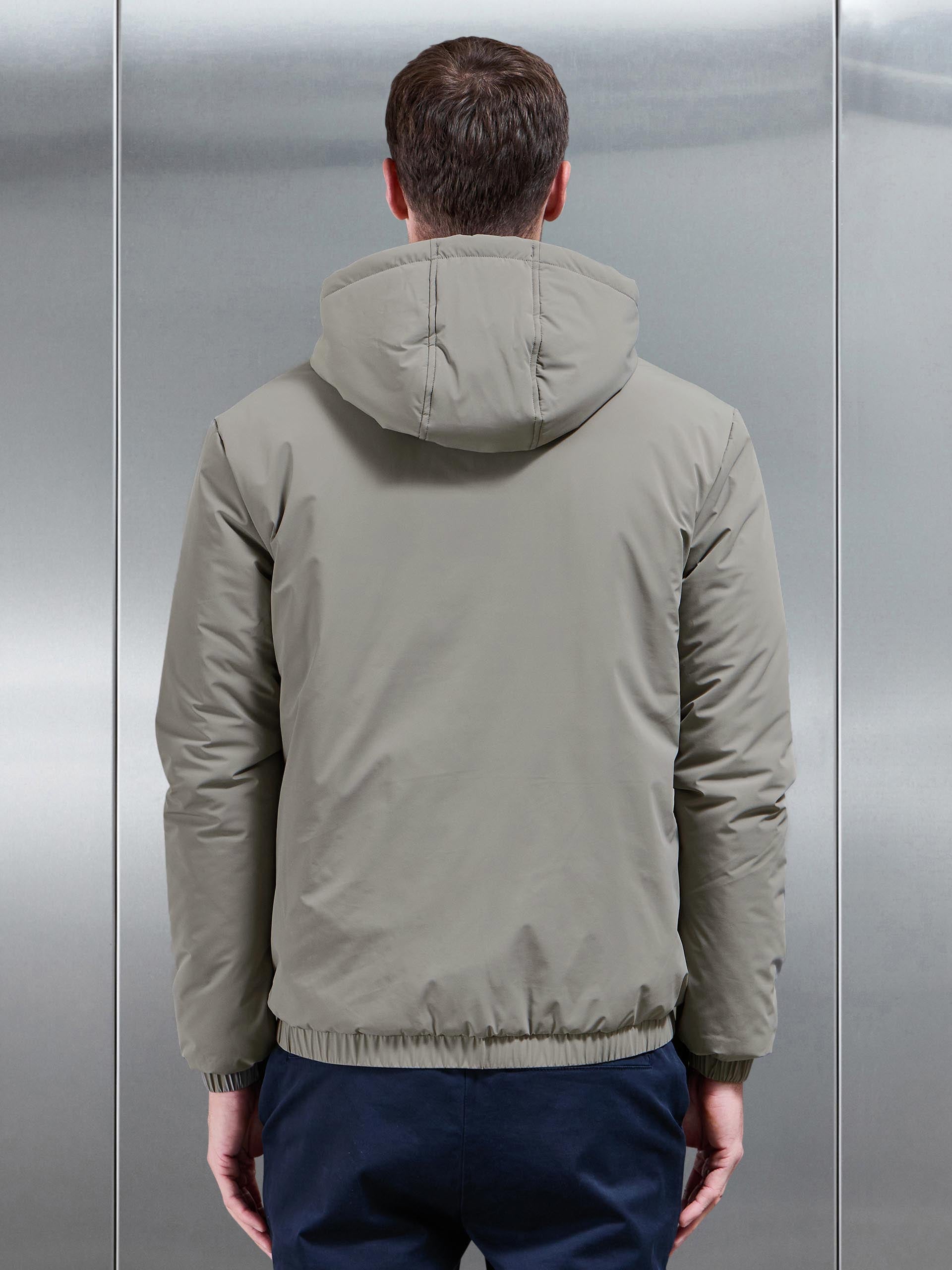 Mens Shell Padded Windbreaker in Taupe