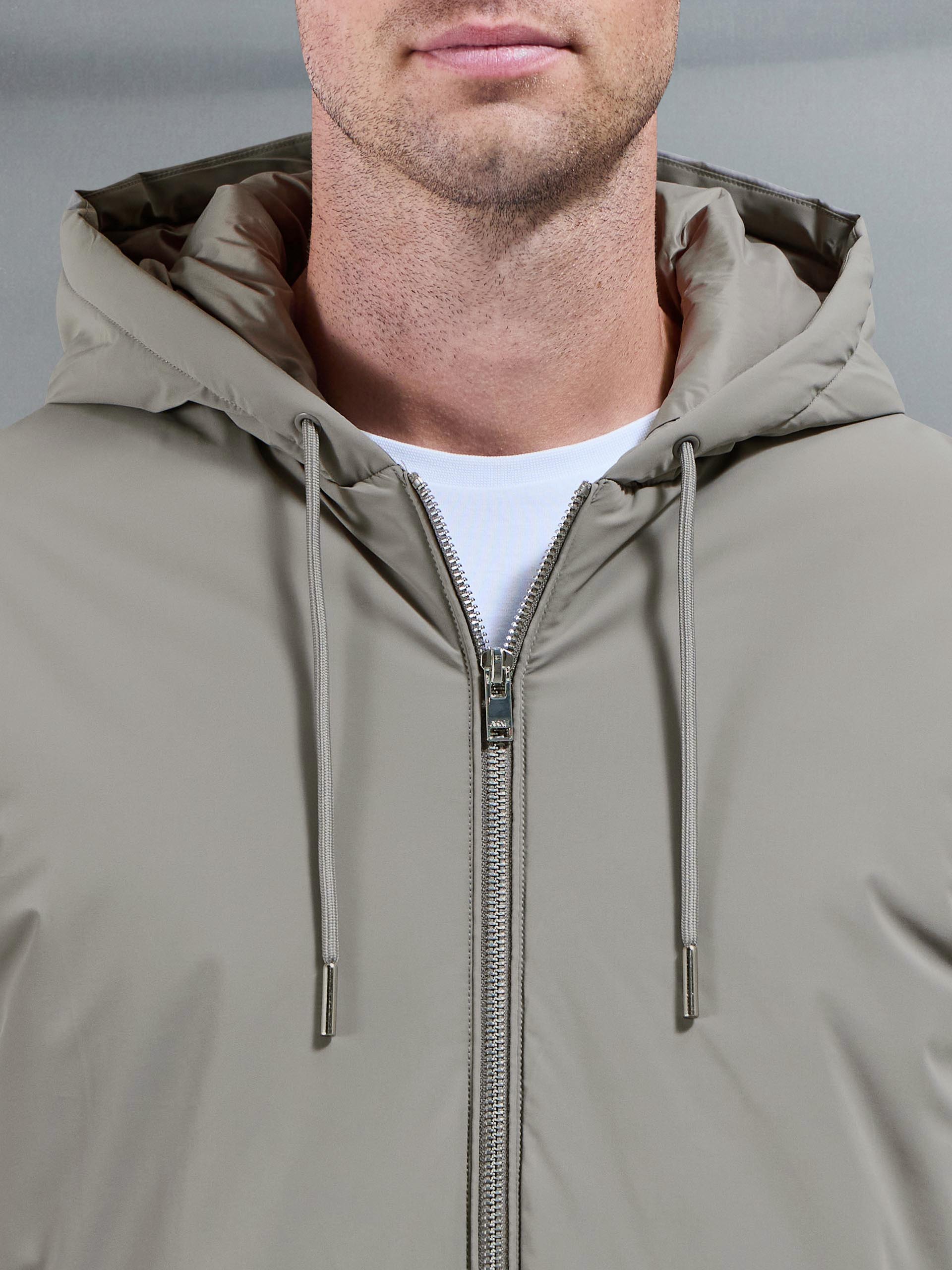 Mens Shell Padded Windbreaker in Taupe