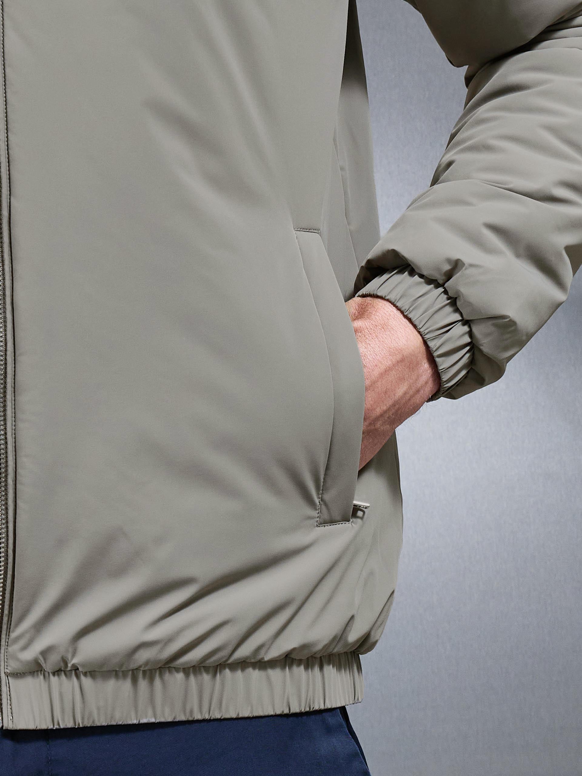 Mens Shell Padded Windbreaker in Taupe