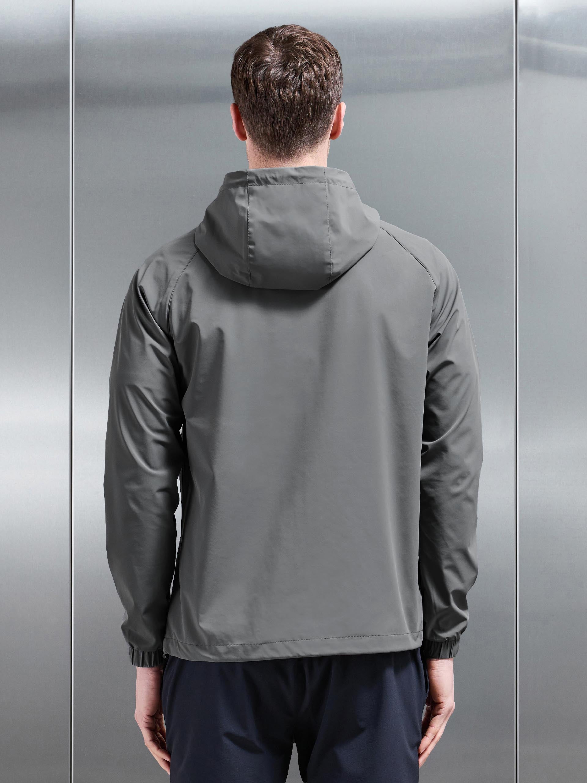 Mens Shell Stripe Windbreaker in Mid Grey