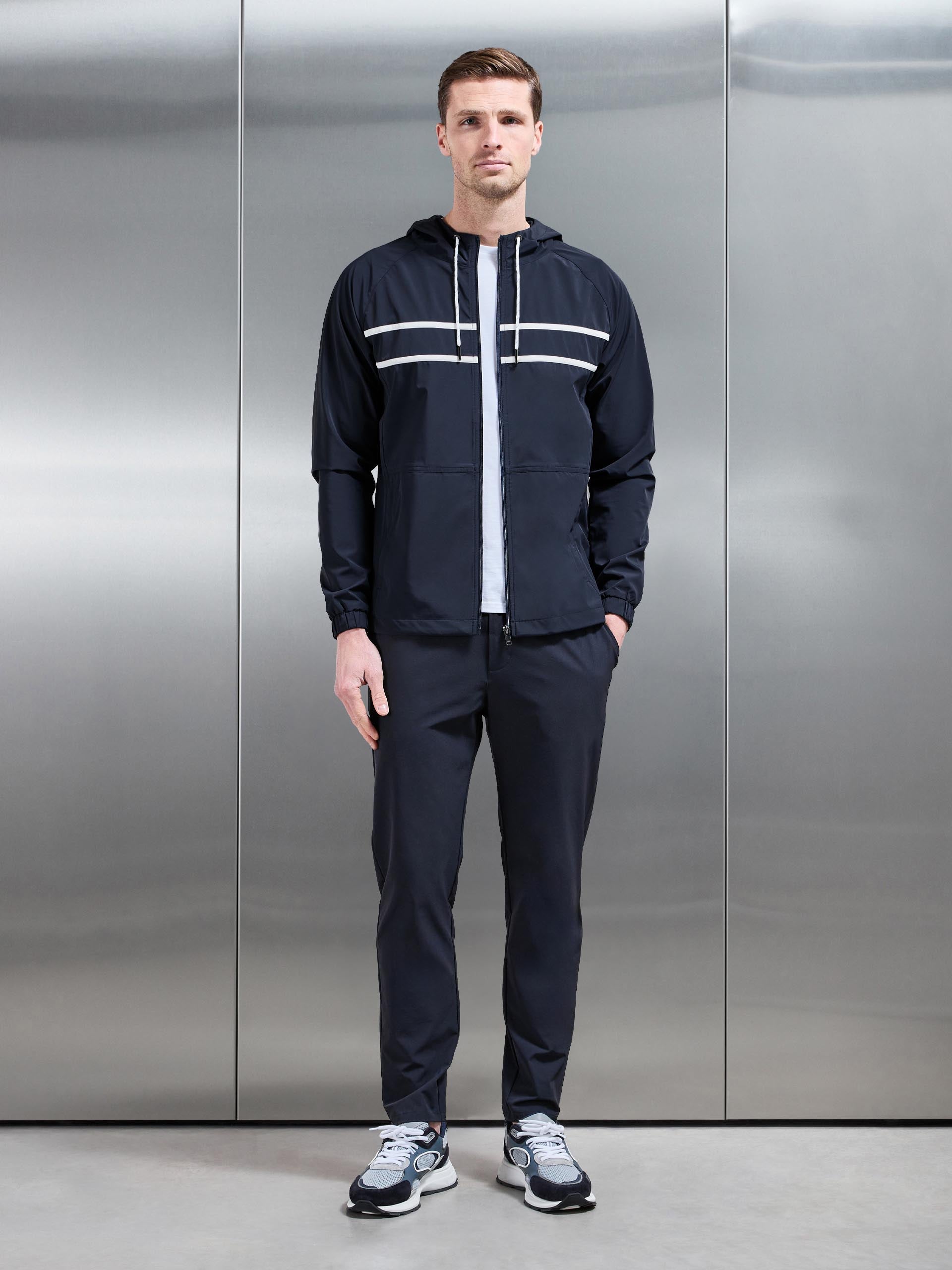 Mens Shell Stripe Windbreaker in Navy