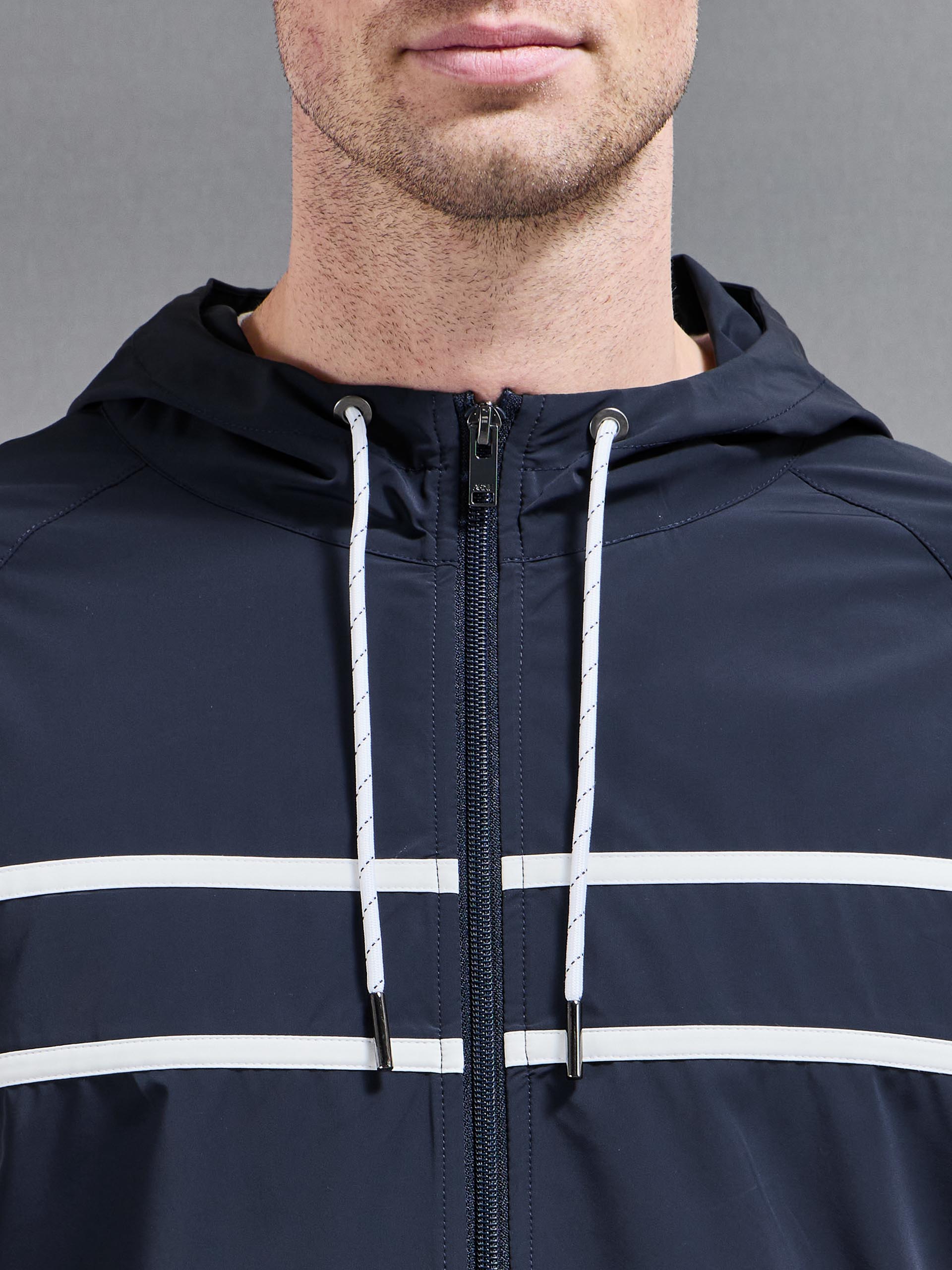 Mens Shell Stripe Windbreaker in Navy
