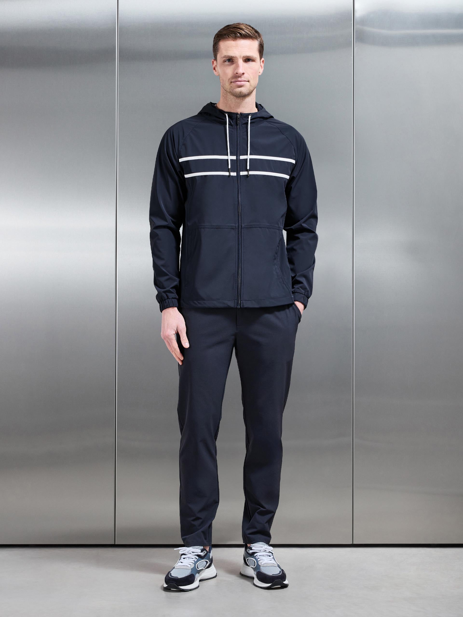 Mens Shell Stripe Windbreaker in Navy