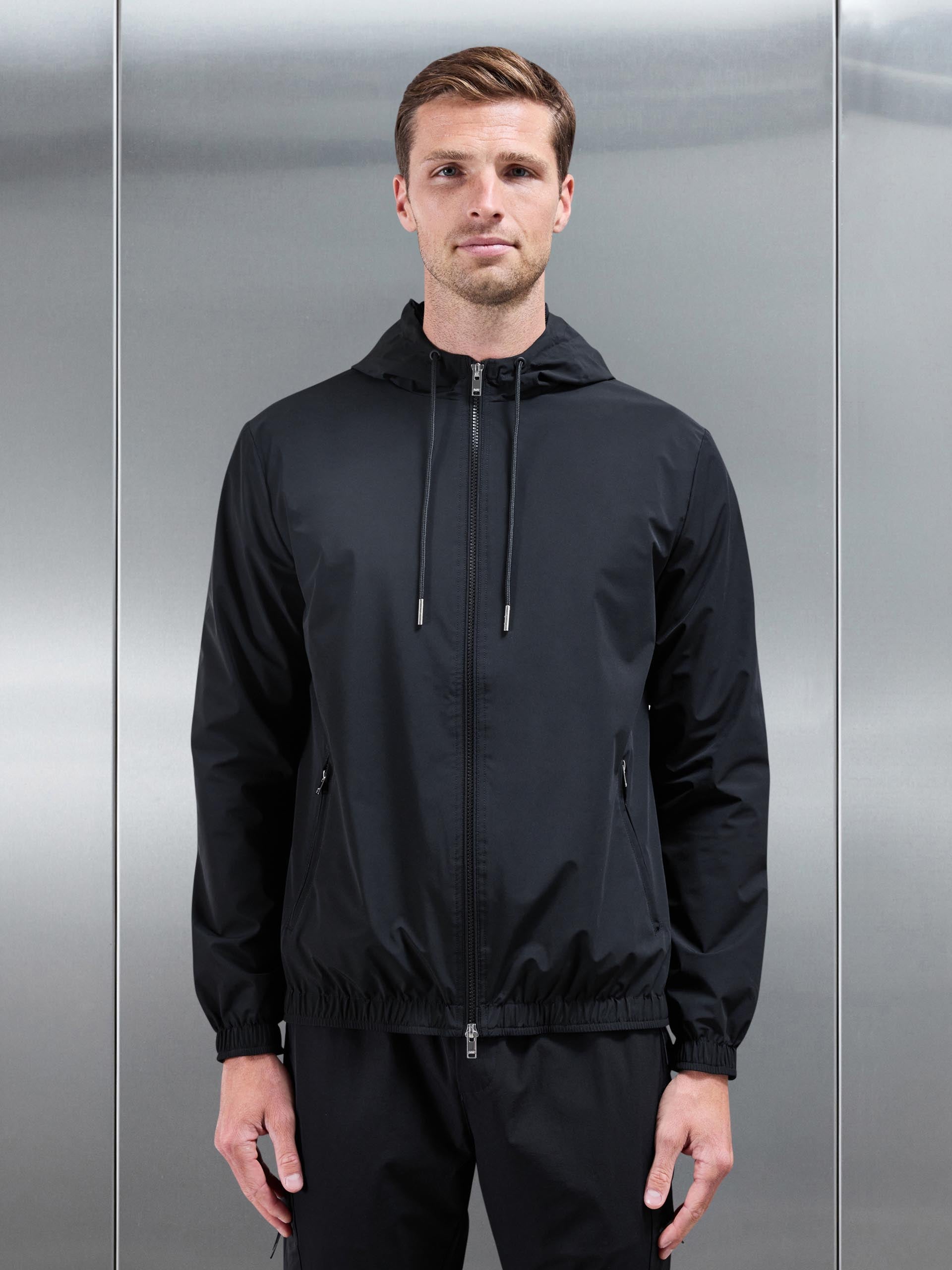 Mens Shell Windbreaker in Black