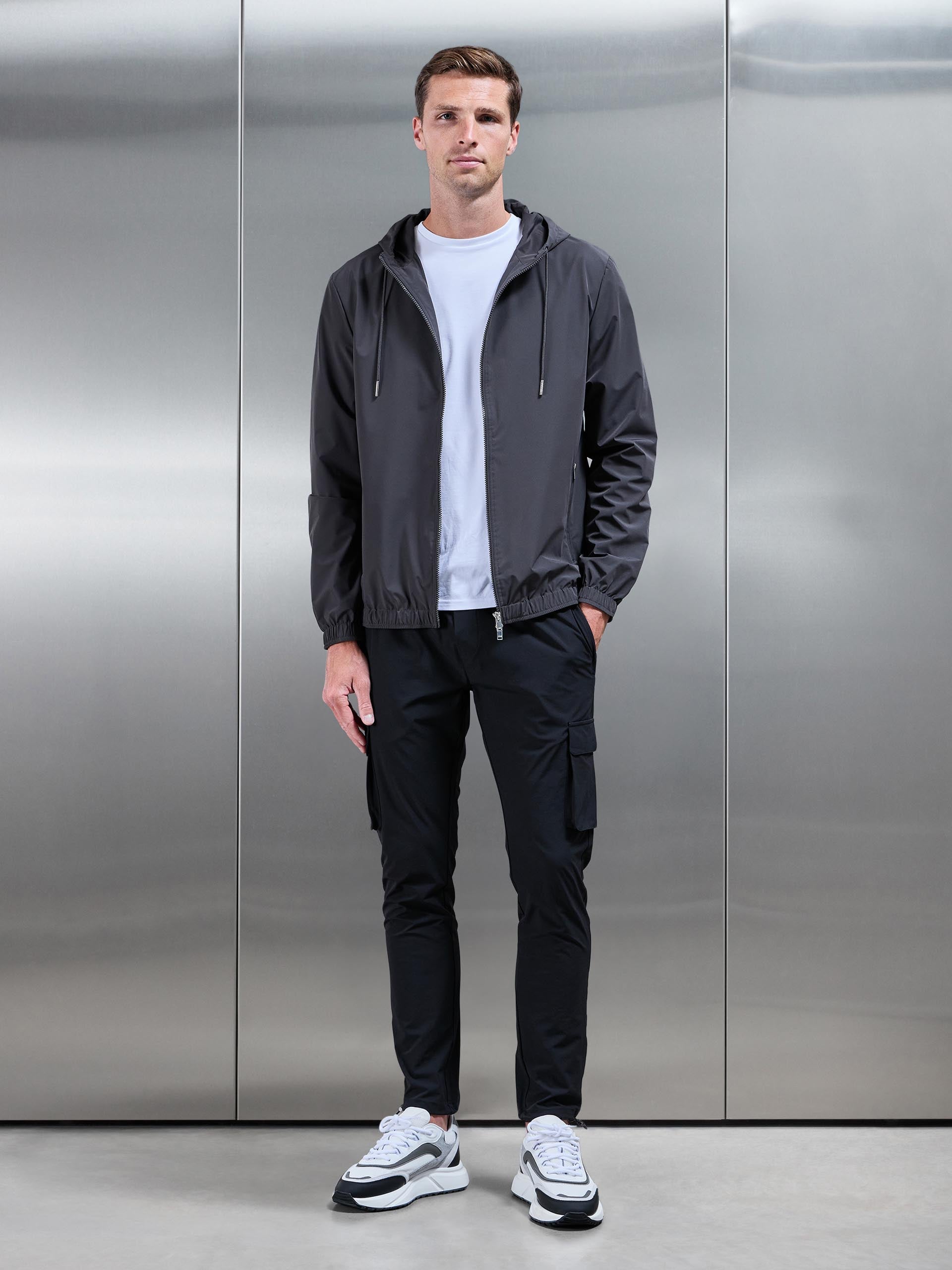 Mens Shell Windbreaker in Grey