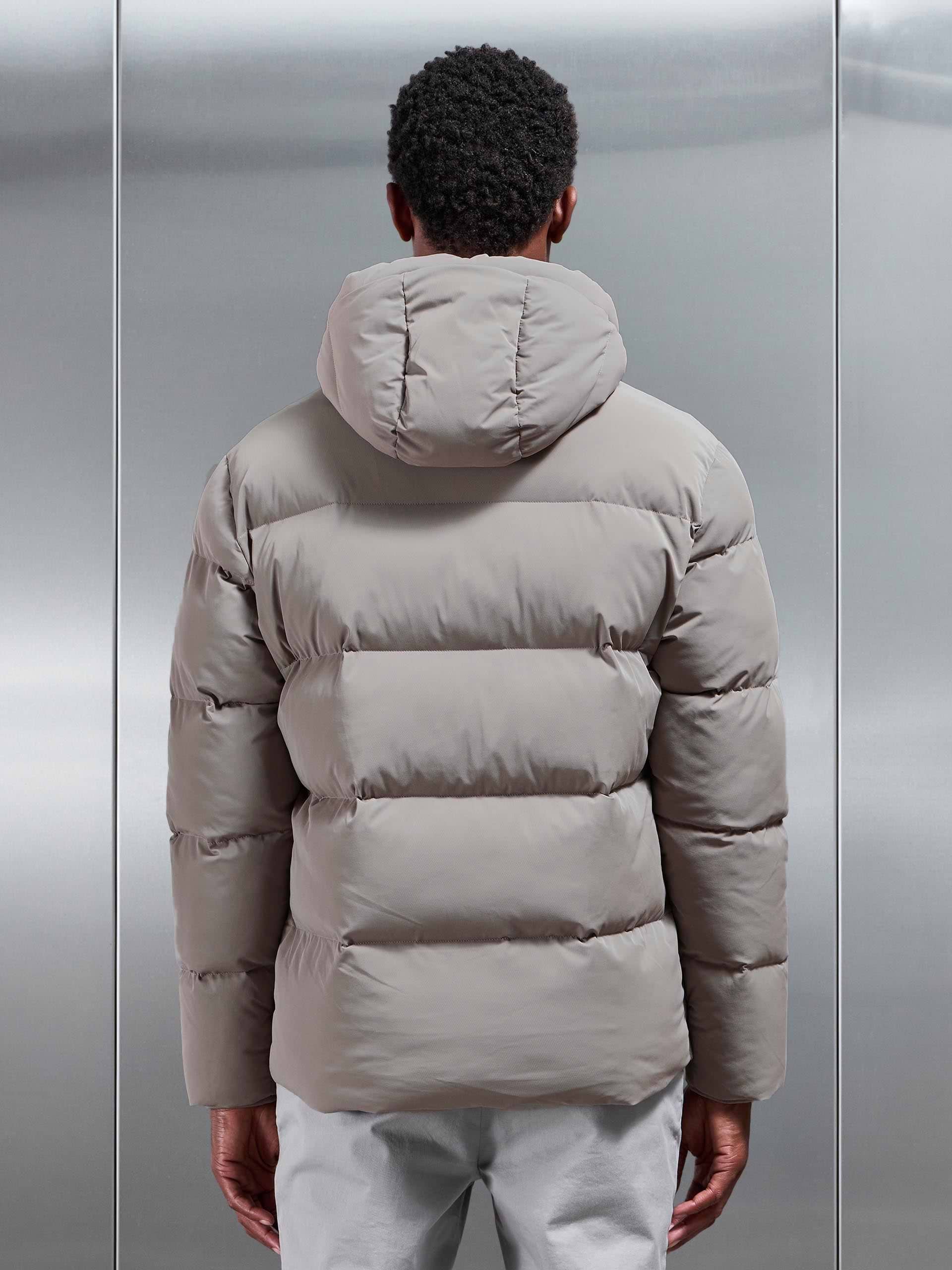 Short Puffer Parka in Taupe