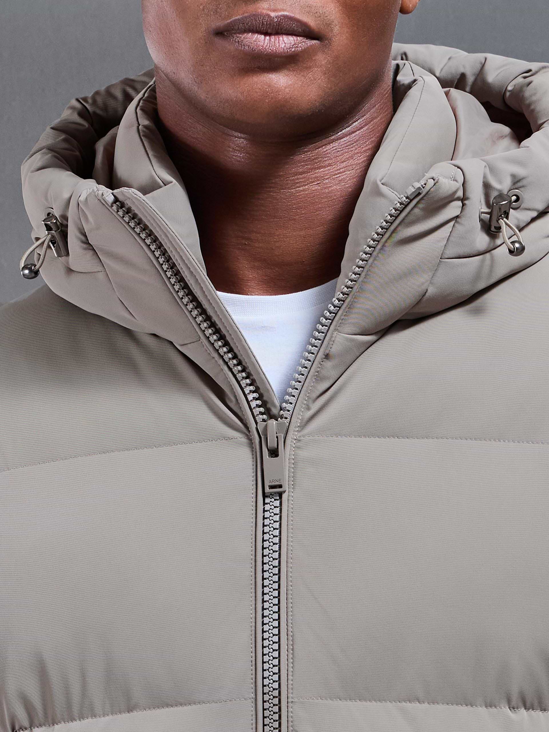 Short Puffer Parka in Taupe
