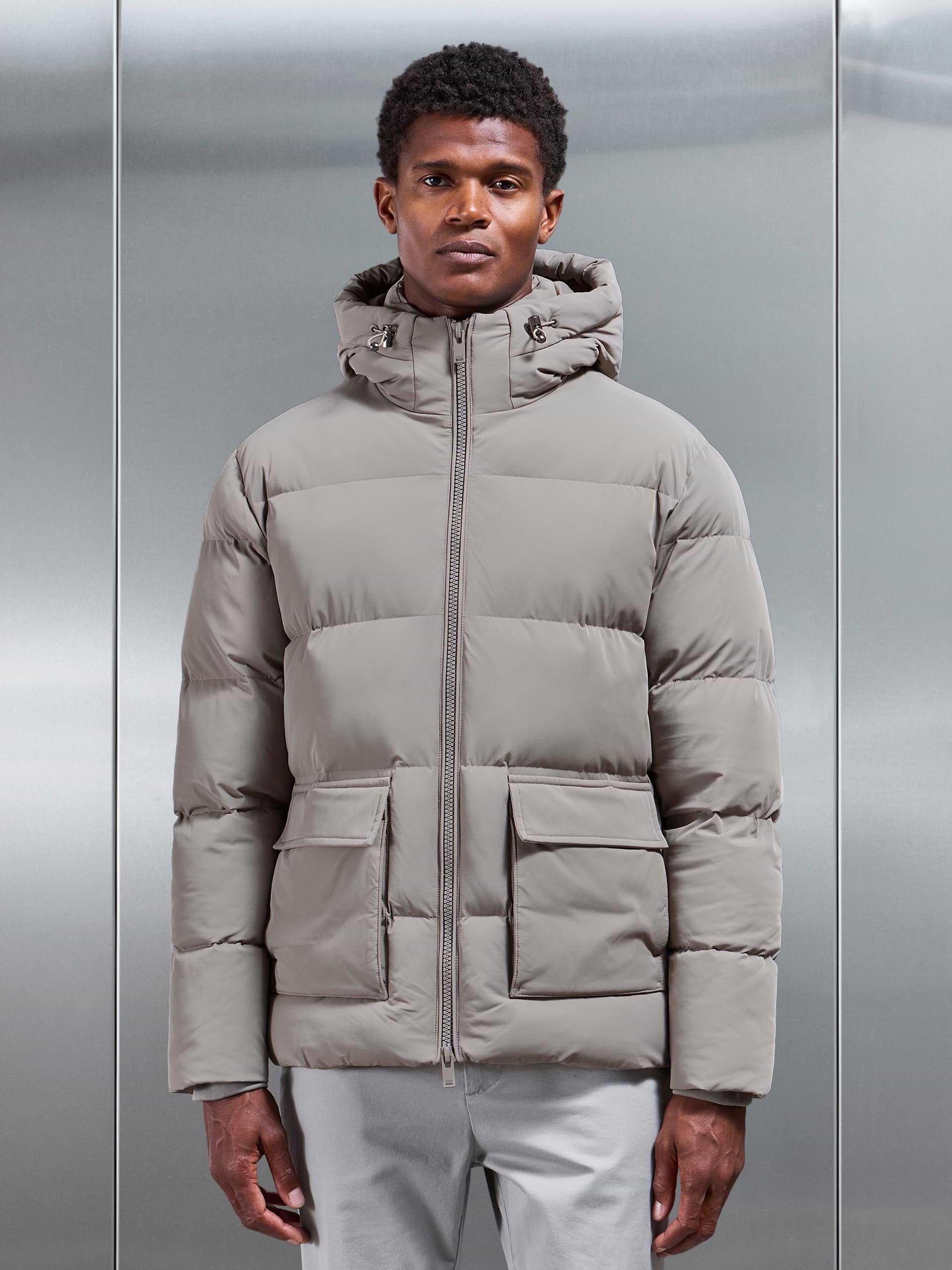 Short Puffer Parka in Taupe