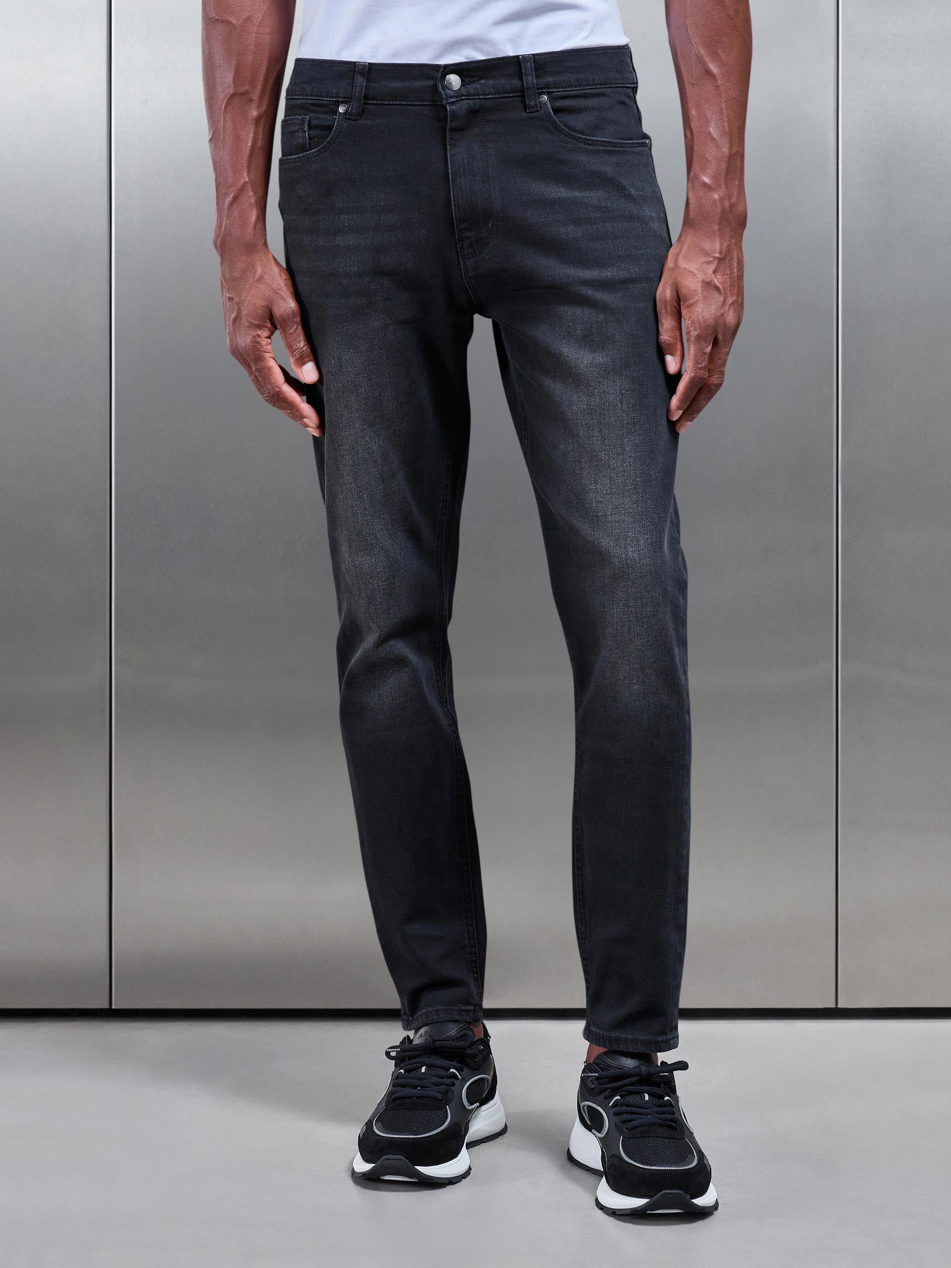 Mens Slim Fit Denim Jeans in Black Wash