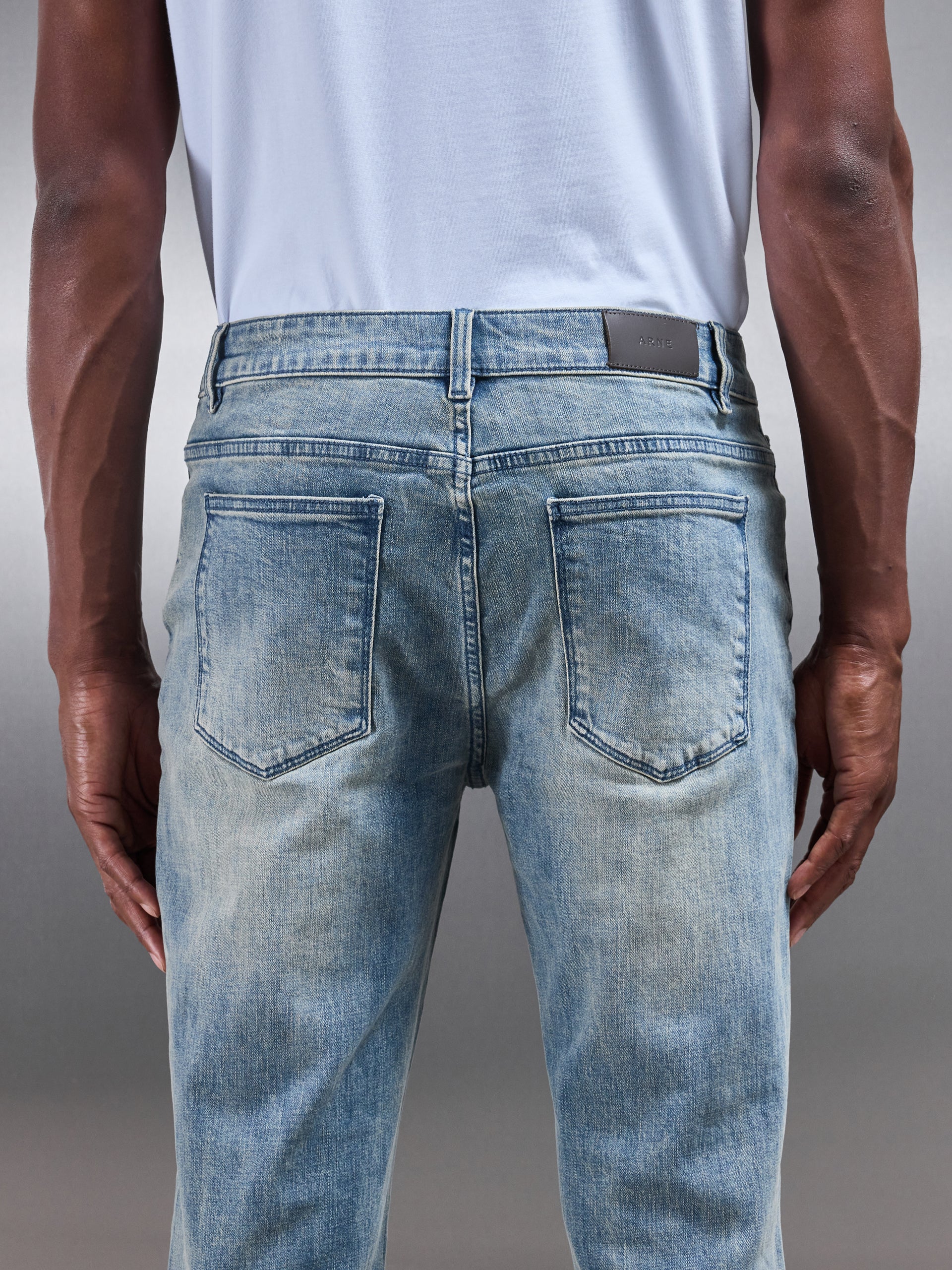 Mens Slim Fit Denim Jeans in Dark Sand