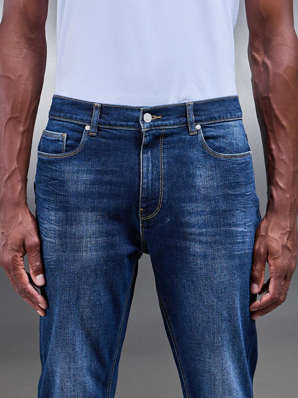 Mens Slim Fit Denim Jeans in Dark Wash