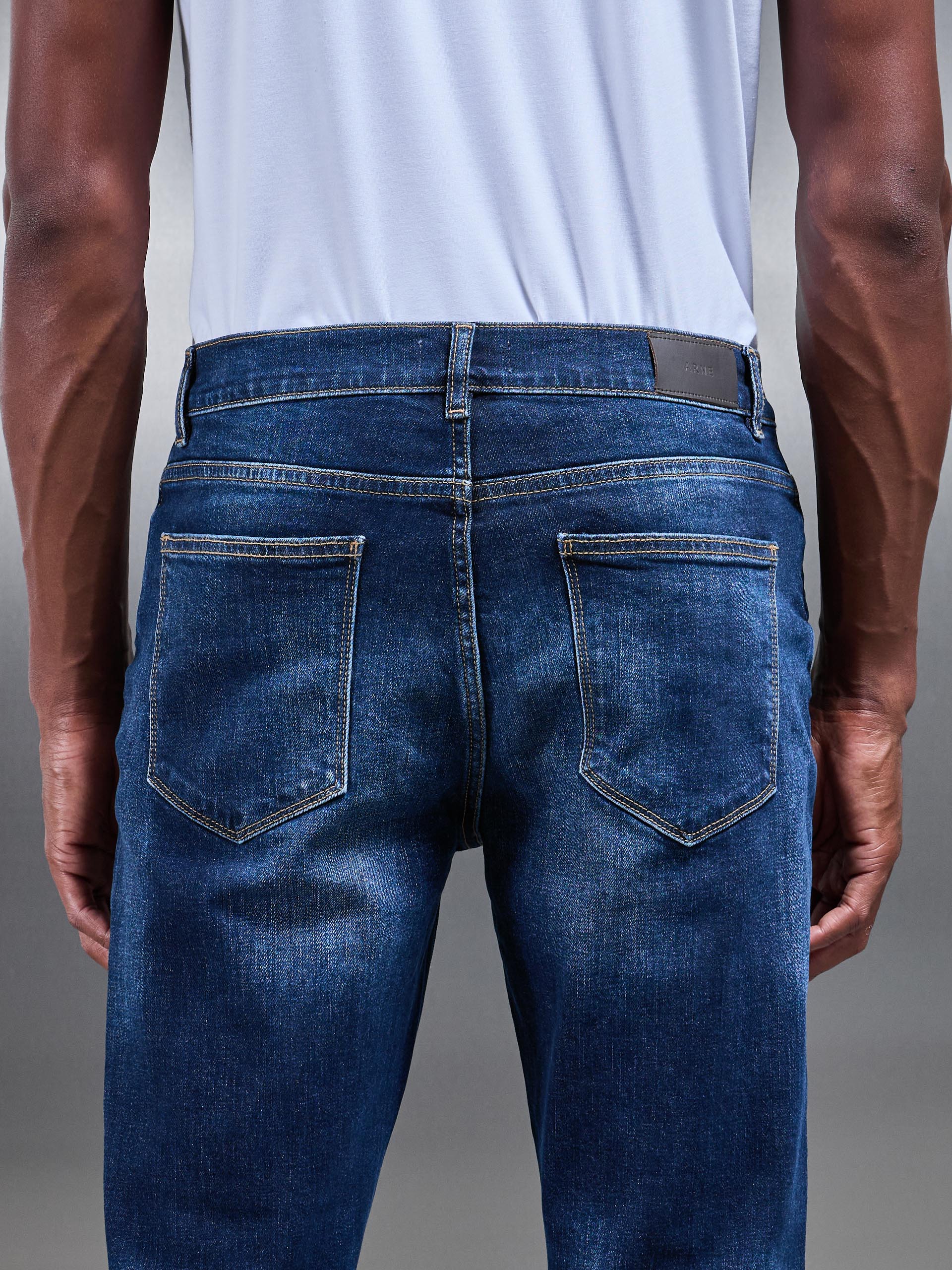 Mens Slim Fit Denim Jeans in Dark Wash