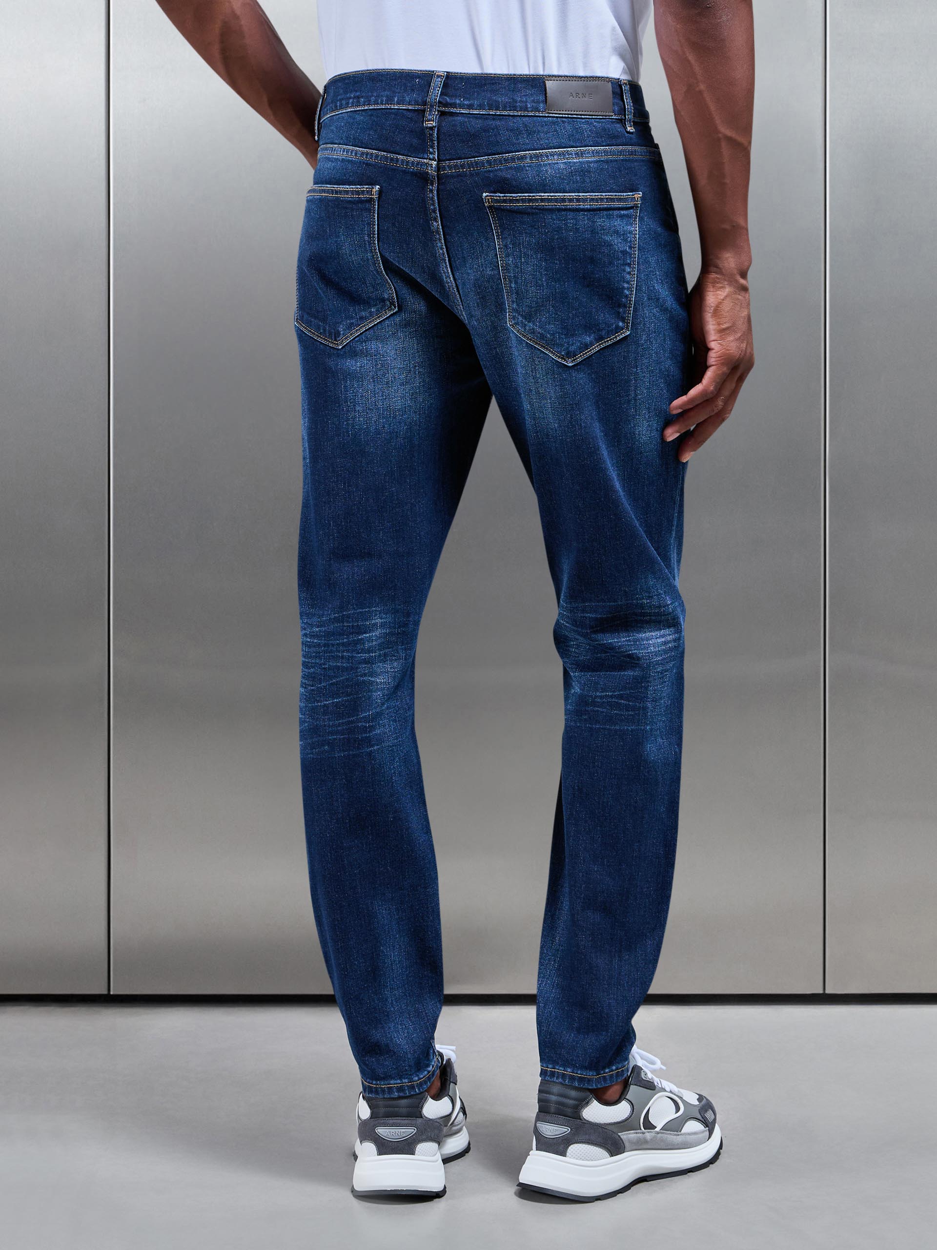 Mens Slim Fit Denim Jeans in Dark Wash