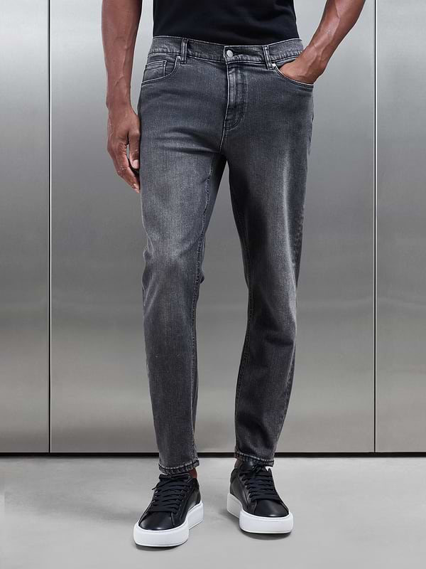 Mens Slim Fit Denim Jeans in Grey Wash