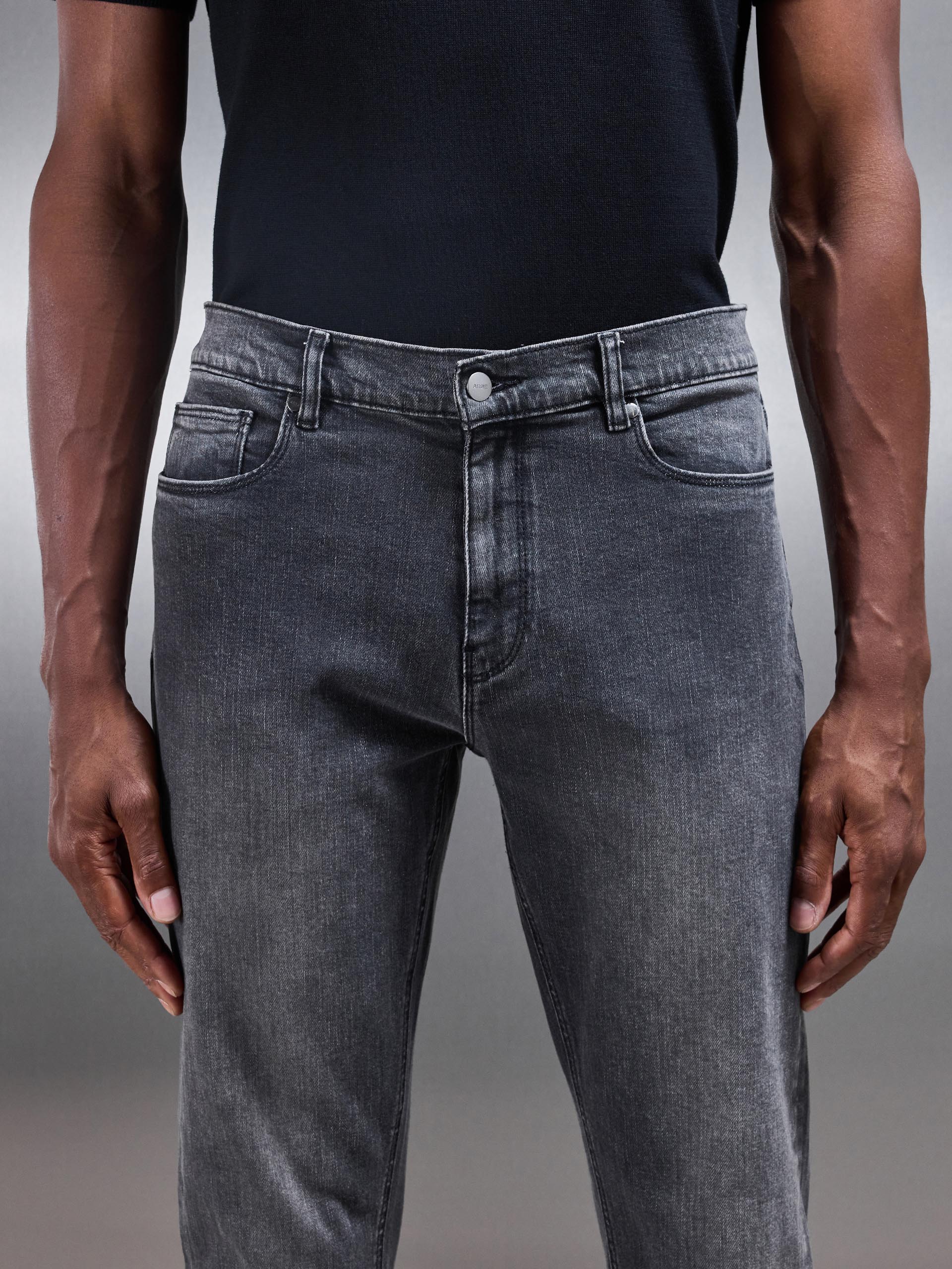 Mens Slim Fit Denim Jeans in Grey Wash