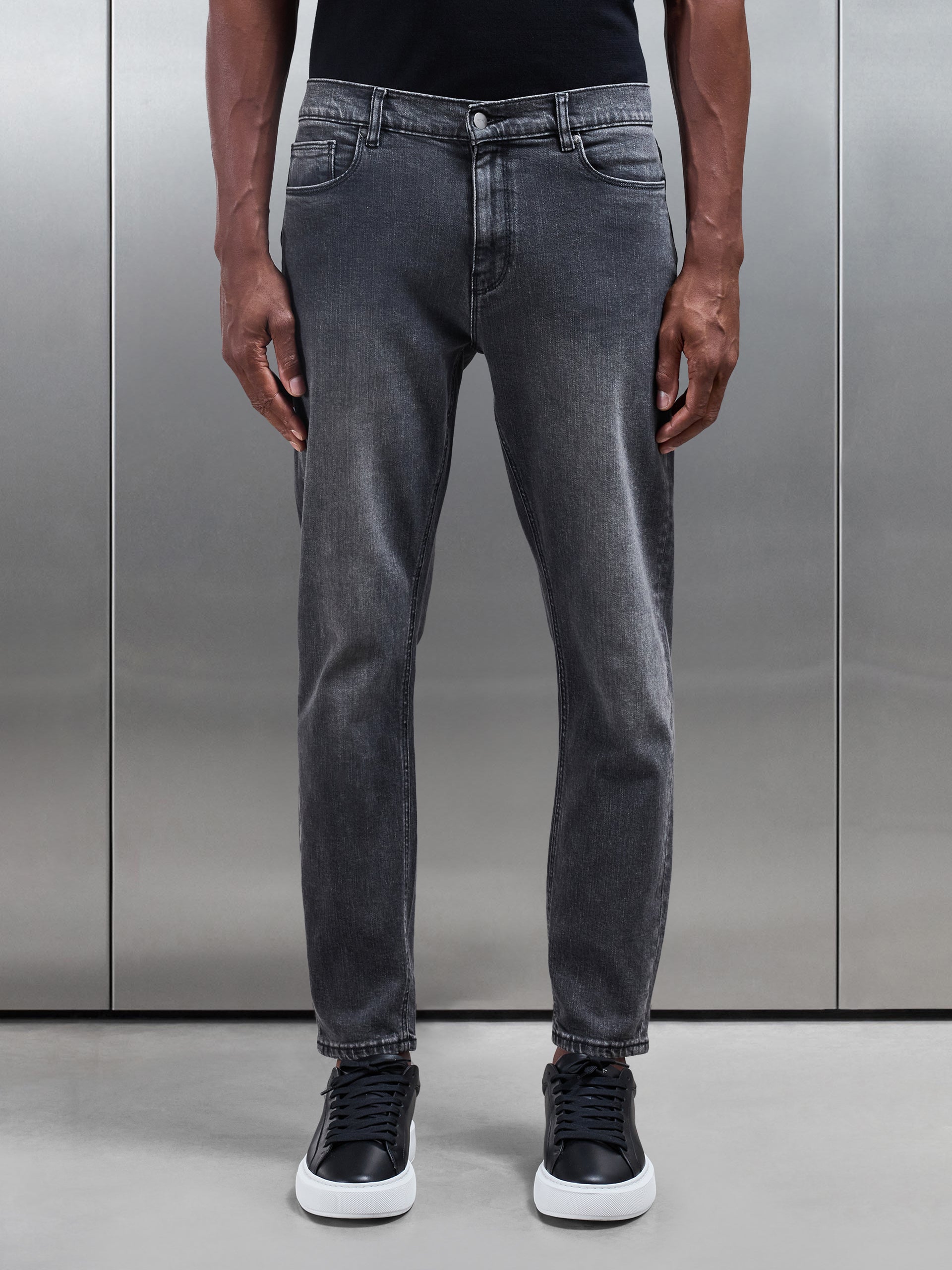Mens Slim Fit Denim Jeans in Grey Wash