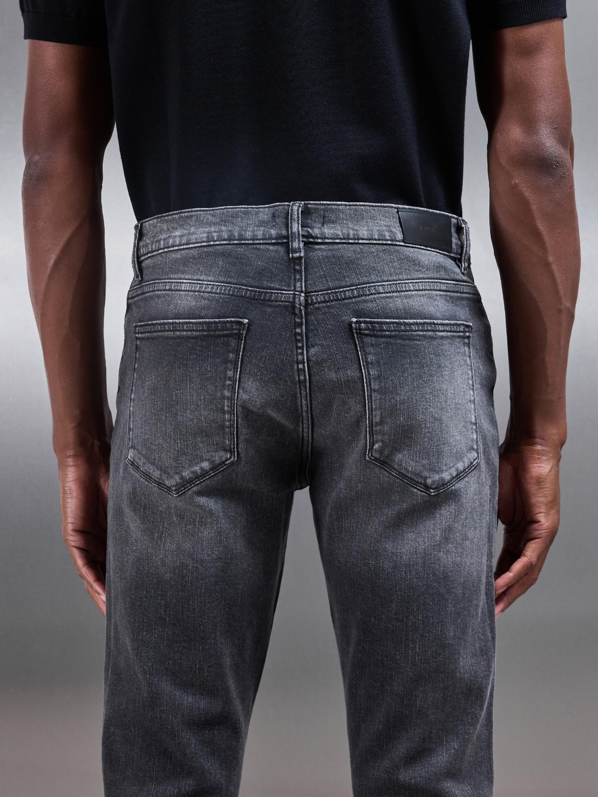 Mens Slim Fit Denim Jeans in Grey Wash