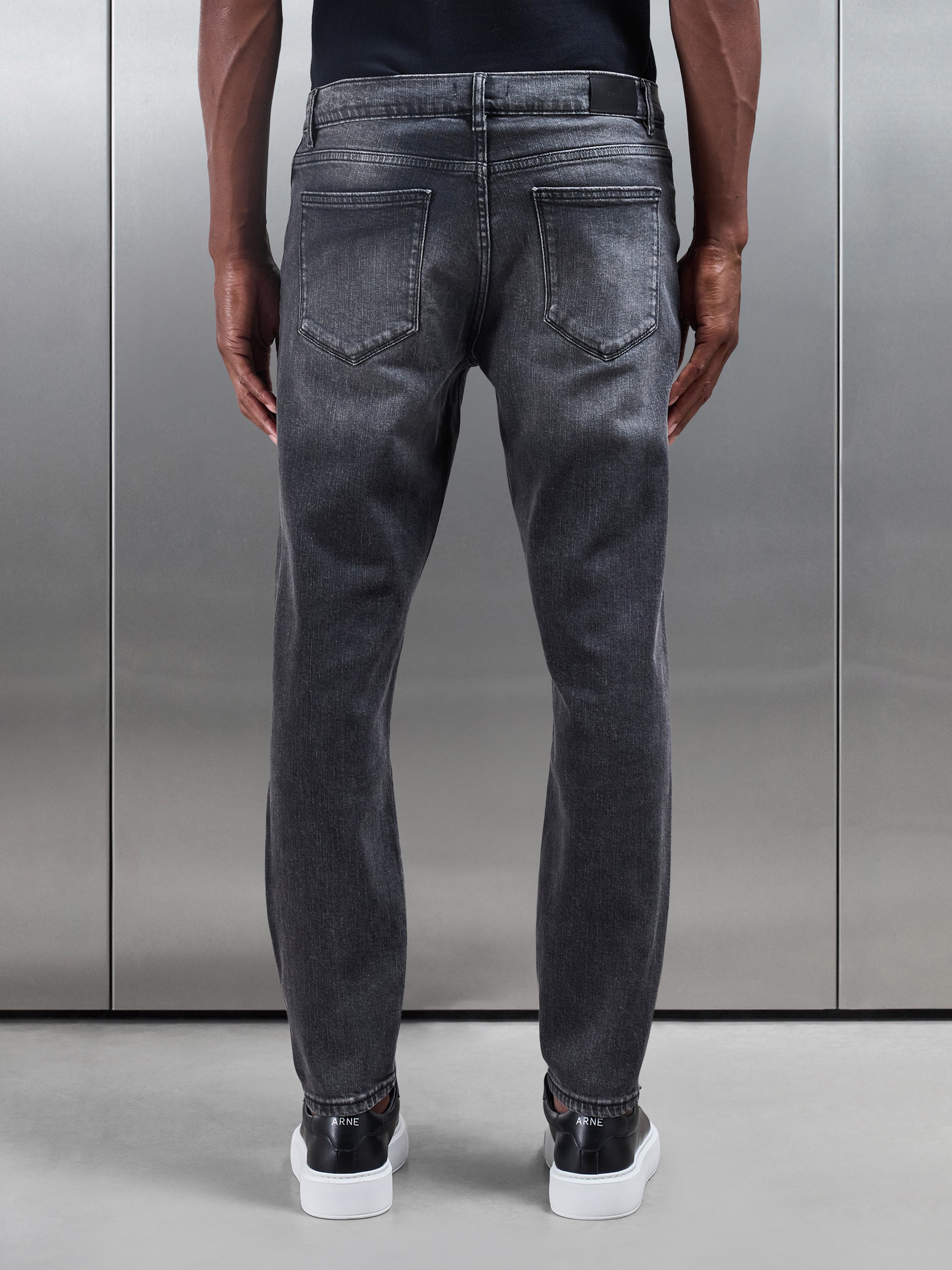 Mens Slim Fit Denim Jeans in Grey Wash