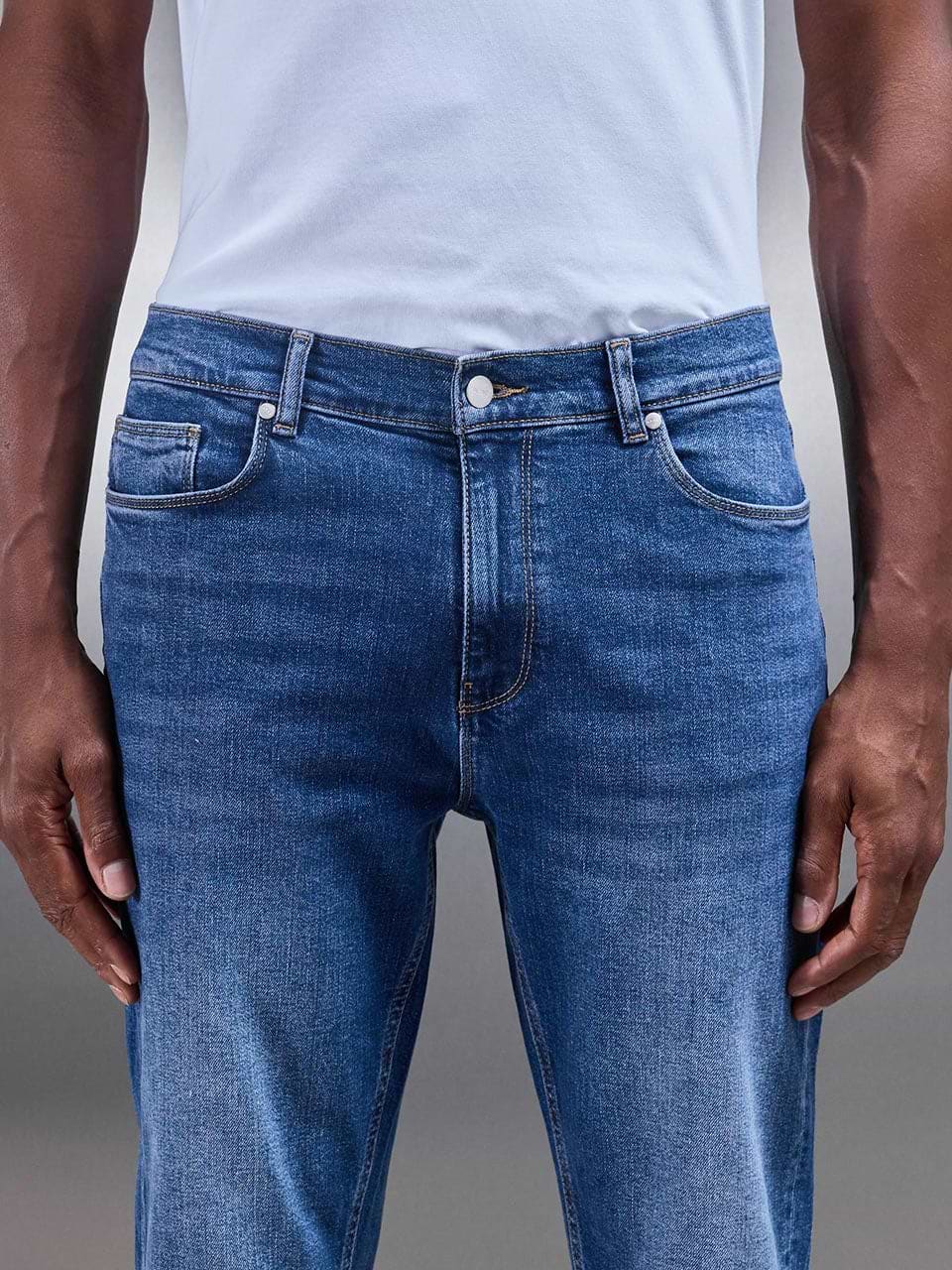 Slim Fit Denim Jeans in Mid Blue