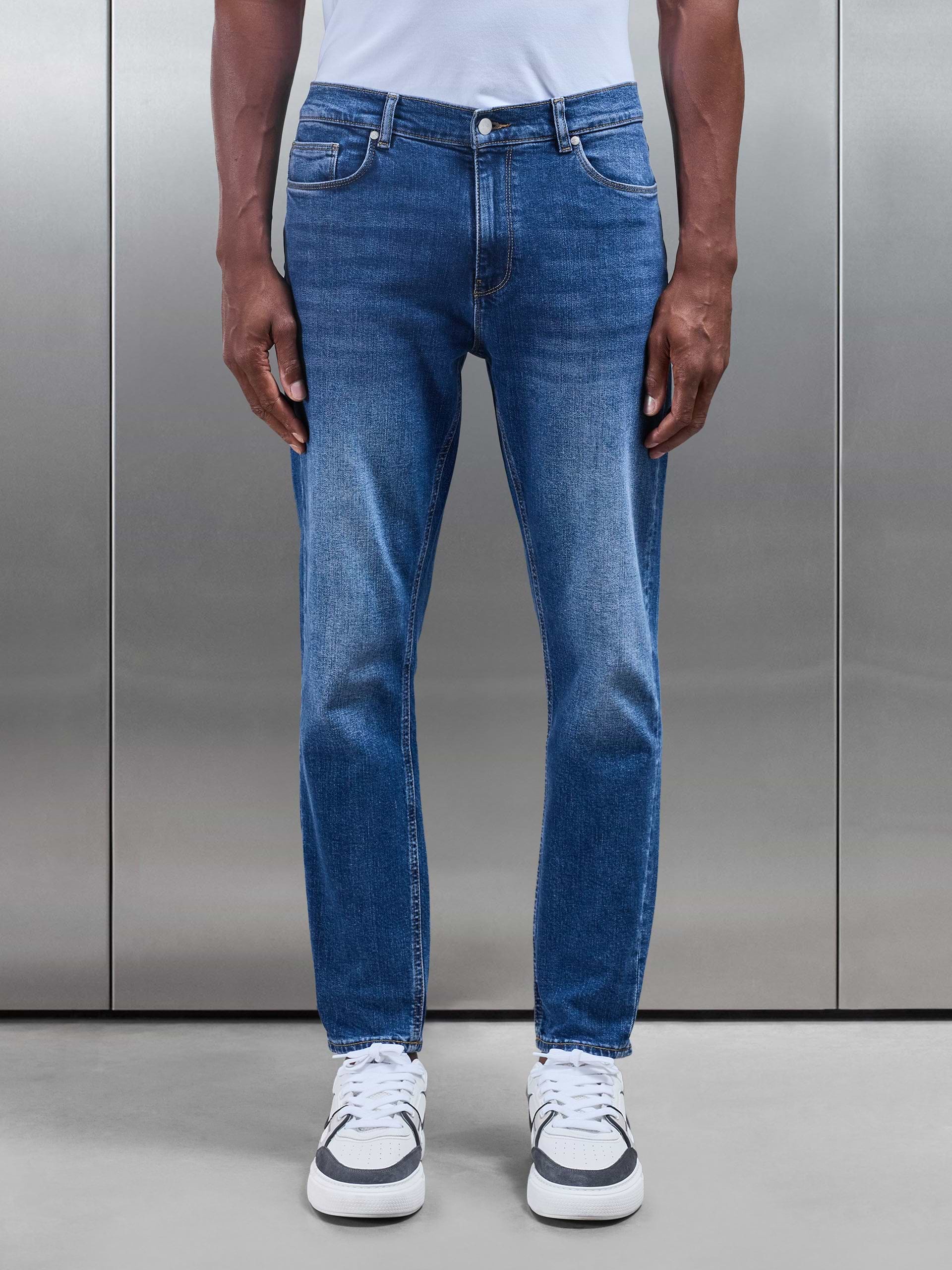 Slim Fit Denim Jeans in Mid Blue