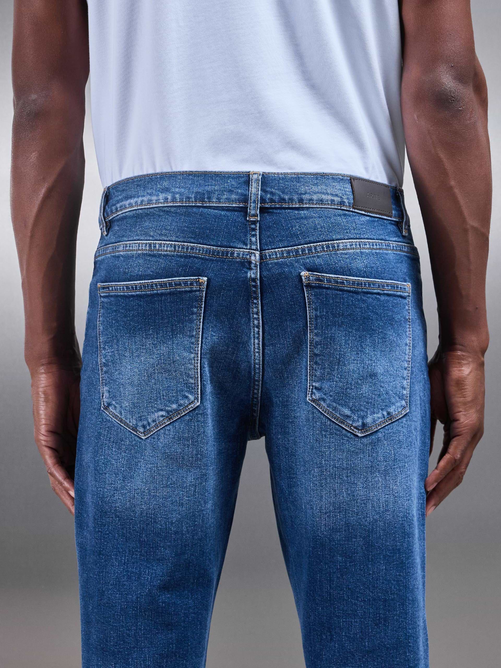 Slim Fit Denim Jeans in Mid Blue