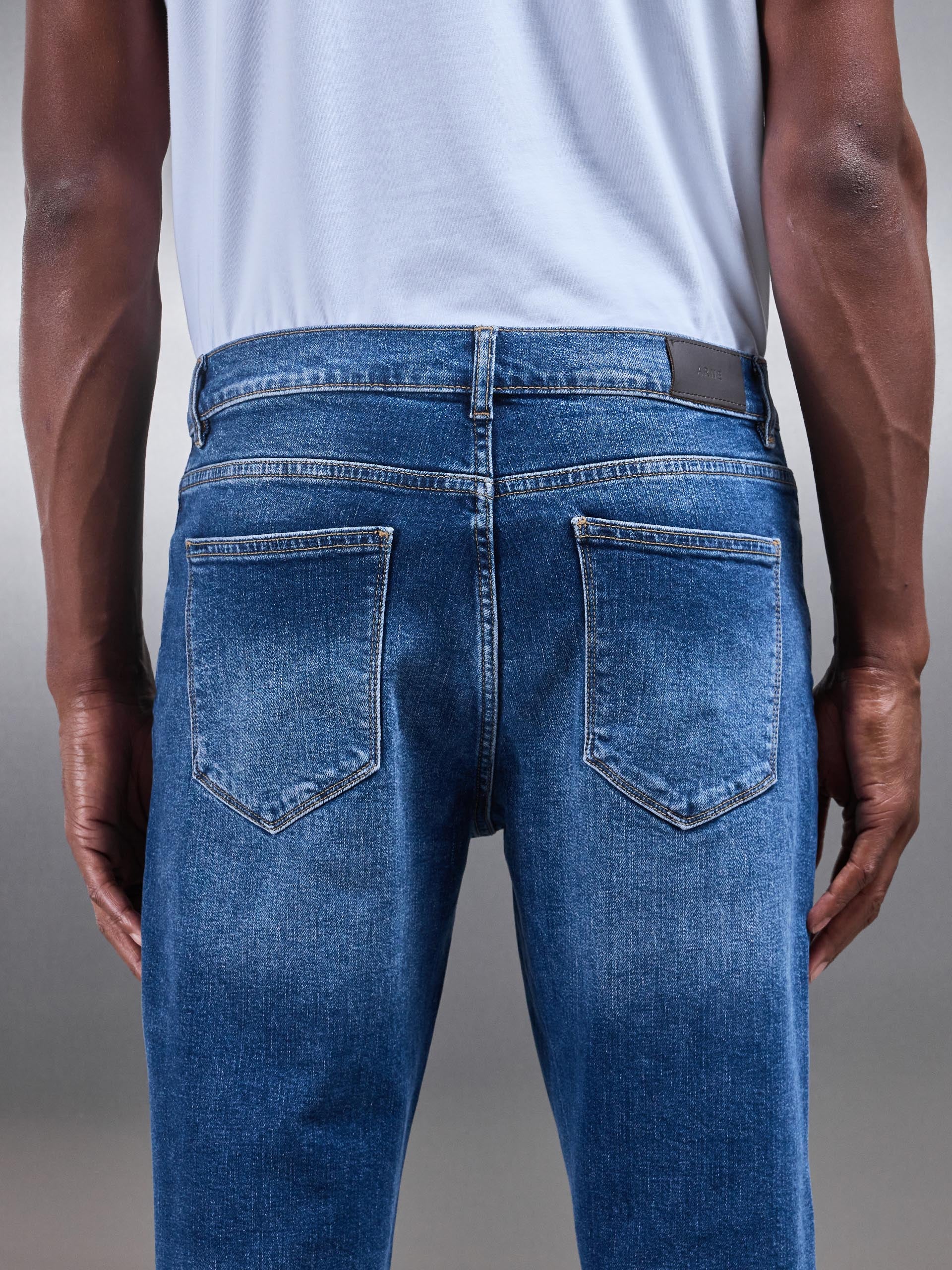 Mens Slim Fit Denim Jeans in Mid Blue